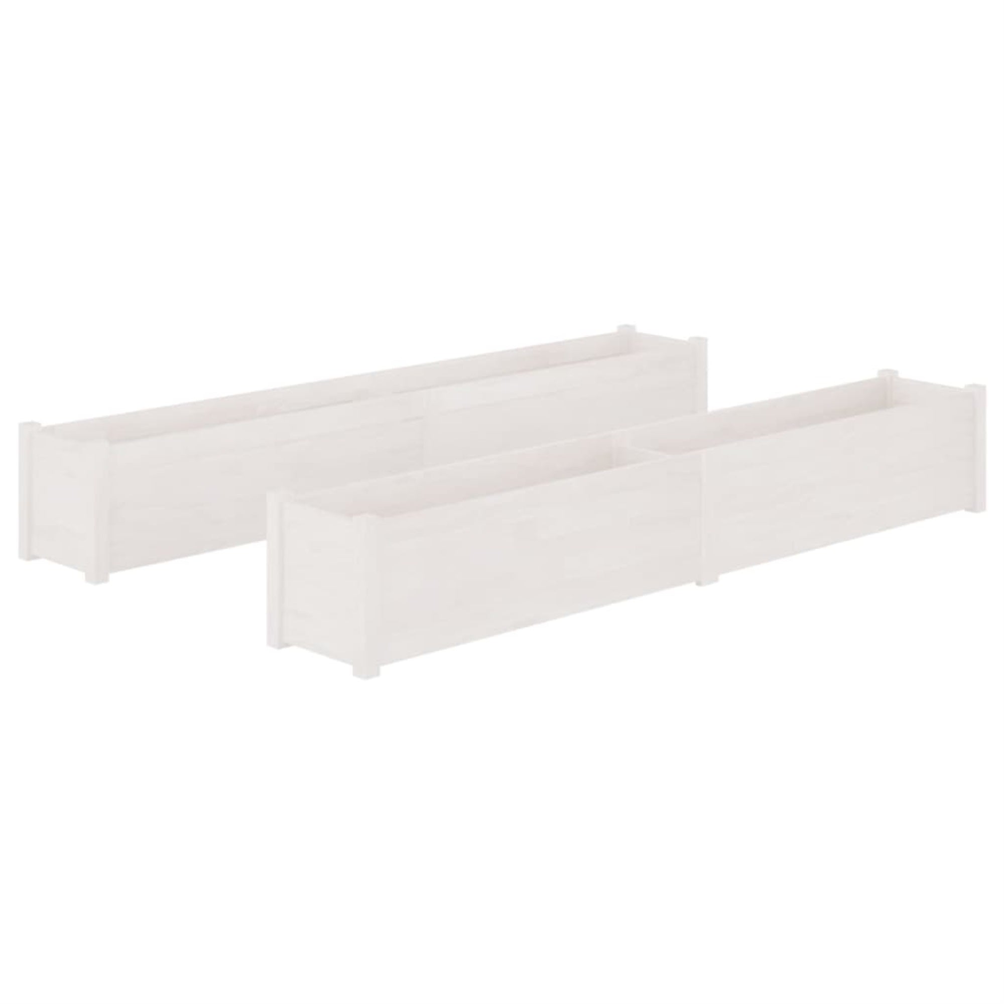 Vidaxl Garden Planters 2 Pcs White 78.7'X12.2'X12.2' Solid Wood Pine