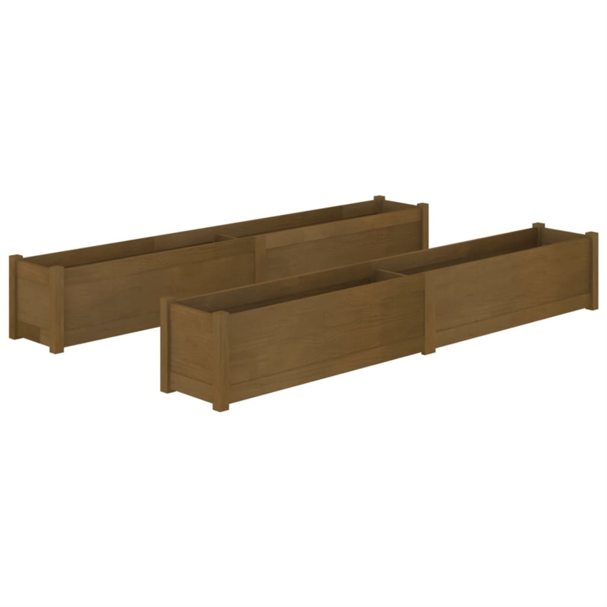 Vidaxl Garden Planters 2 Pcs Honey Brown 78.7'X12.2'X12.2' Solid Wood Pine