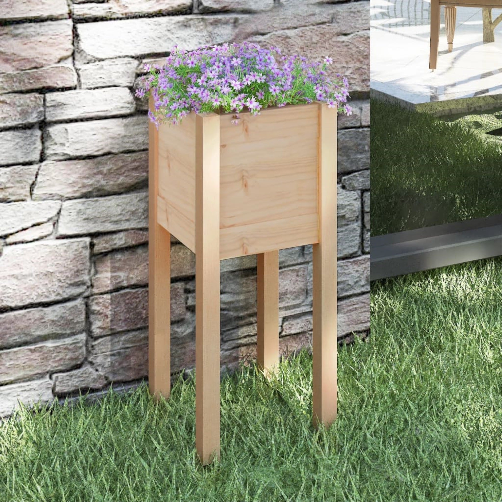 Vidaxl Garden Planter 12.2'X12.2'X27.6' Solid Wood Pine