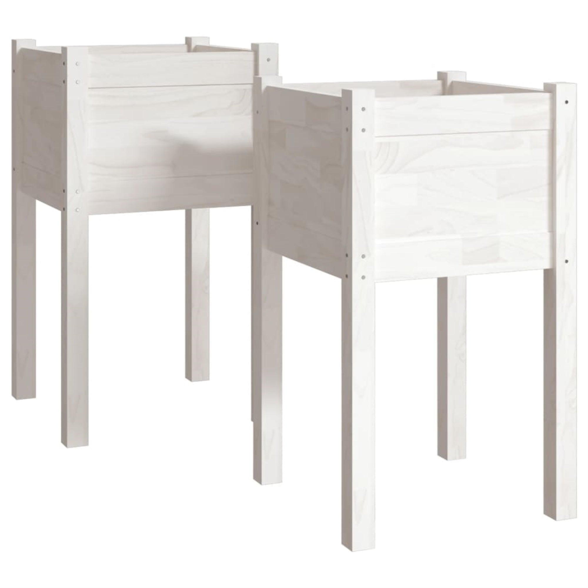 Vidaxl Garden Planters 2 Pcs White 15.7'X15.7'X27.6' Solid Wood Pine