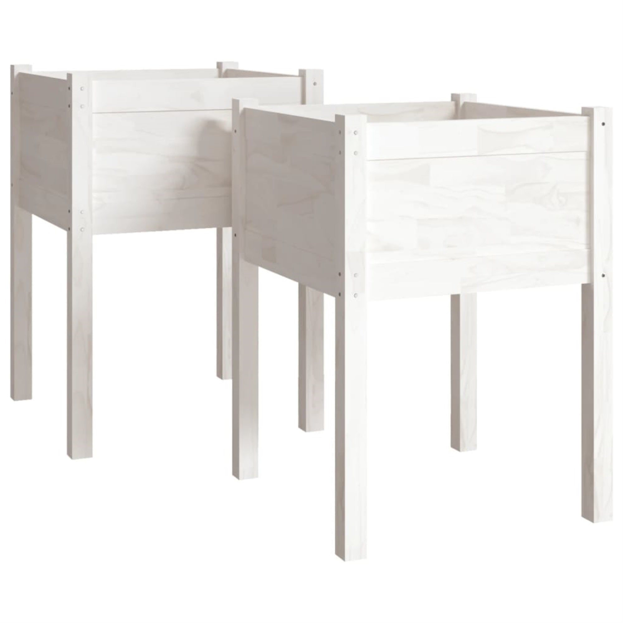 Vidaxl Garden Planters 2 Pcs White 19.7'X19.7'X27.6' Solid Wood Pine