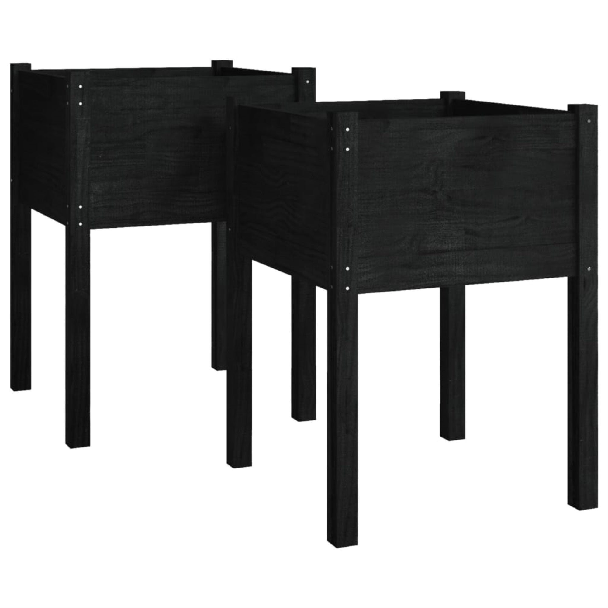 Vidaxl Garden Planters 2 Pcs Black 19.7'X19.7'X27.6' Solid Wood Pine