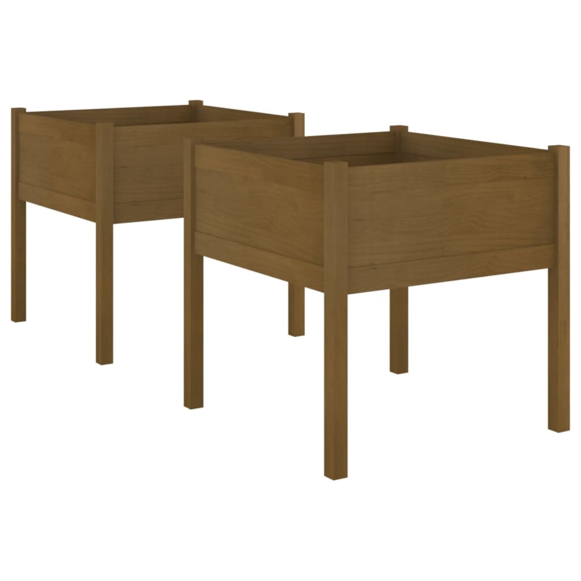 Vidaxl Garden Planters 2 Pcs Honey Brown 27.6'X27.6'X27.6' Solid Wood Pine