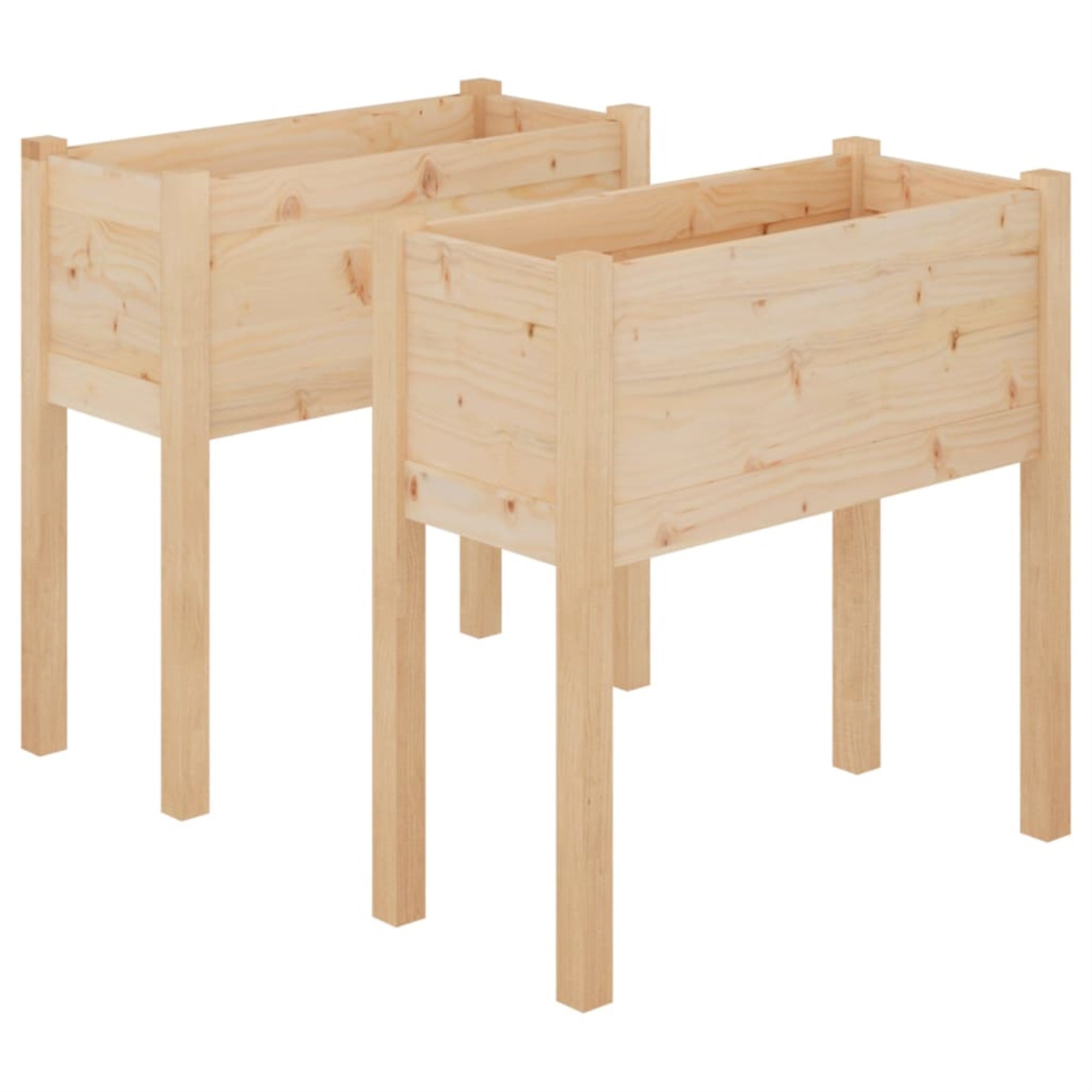 Vidaxl Garden Planters 2 Pcs 27.6'X12.2'X27.6' Solid Wood Pine