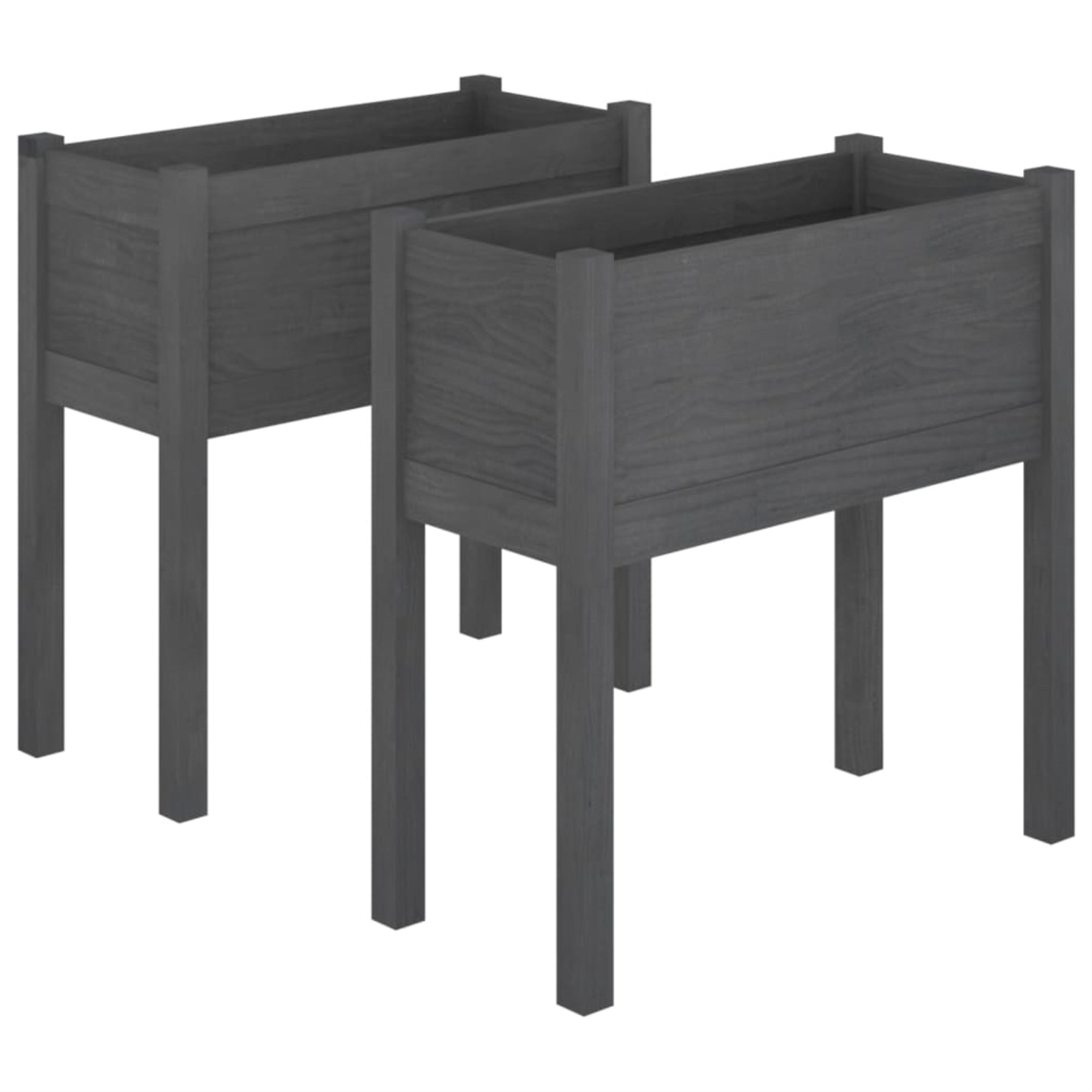 Vidaxl Garden Planters 2 Pcs Gray 27.6'X12.2'X27.6' Solid Wood Pine