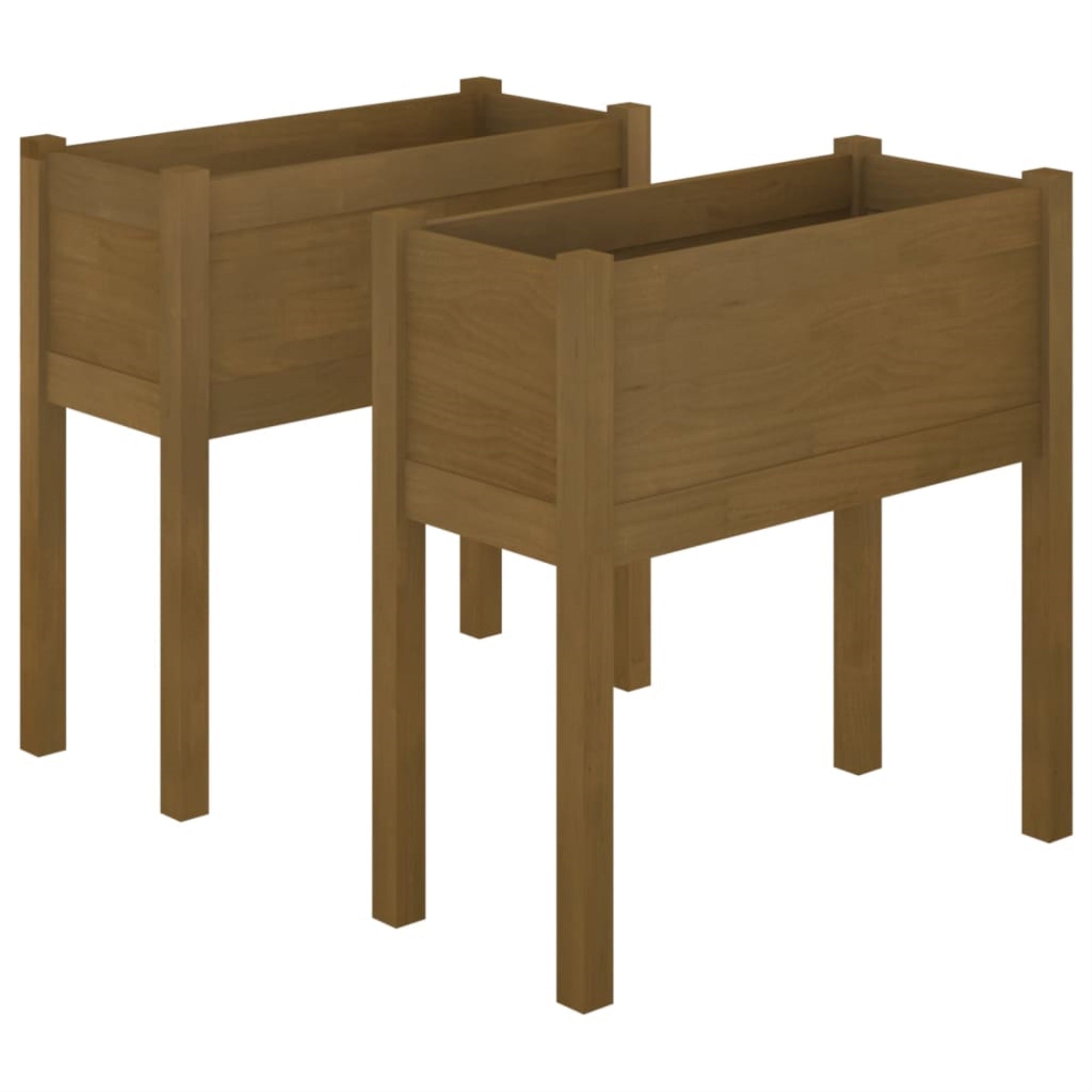 Vidaxl Garden Planters 2 Pcs Honey Brown 27.6'X12.2'X27.6' Solid Wood Pine