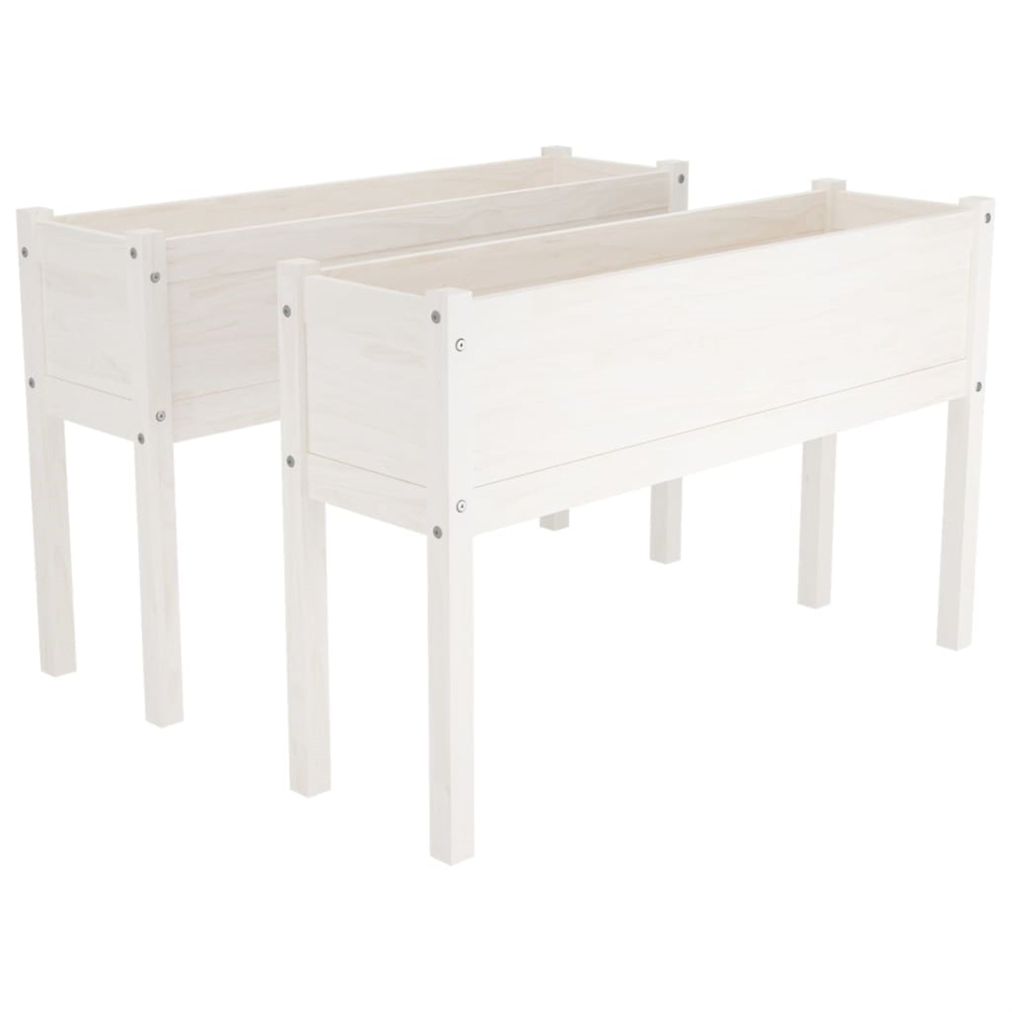 Vidaxl Garden Planters 2 Pcs White 43.3'X12.2'X27.6' Solid Wood Pine