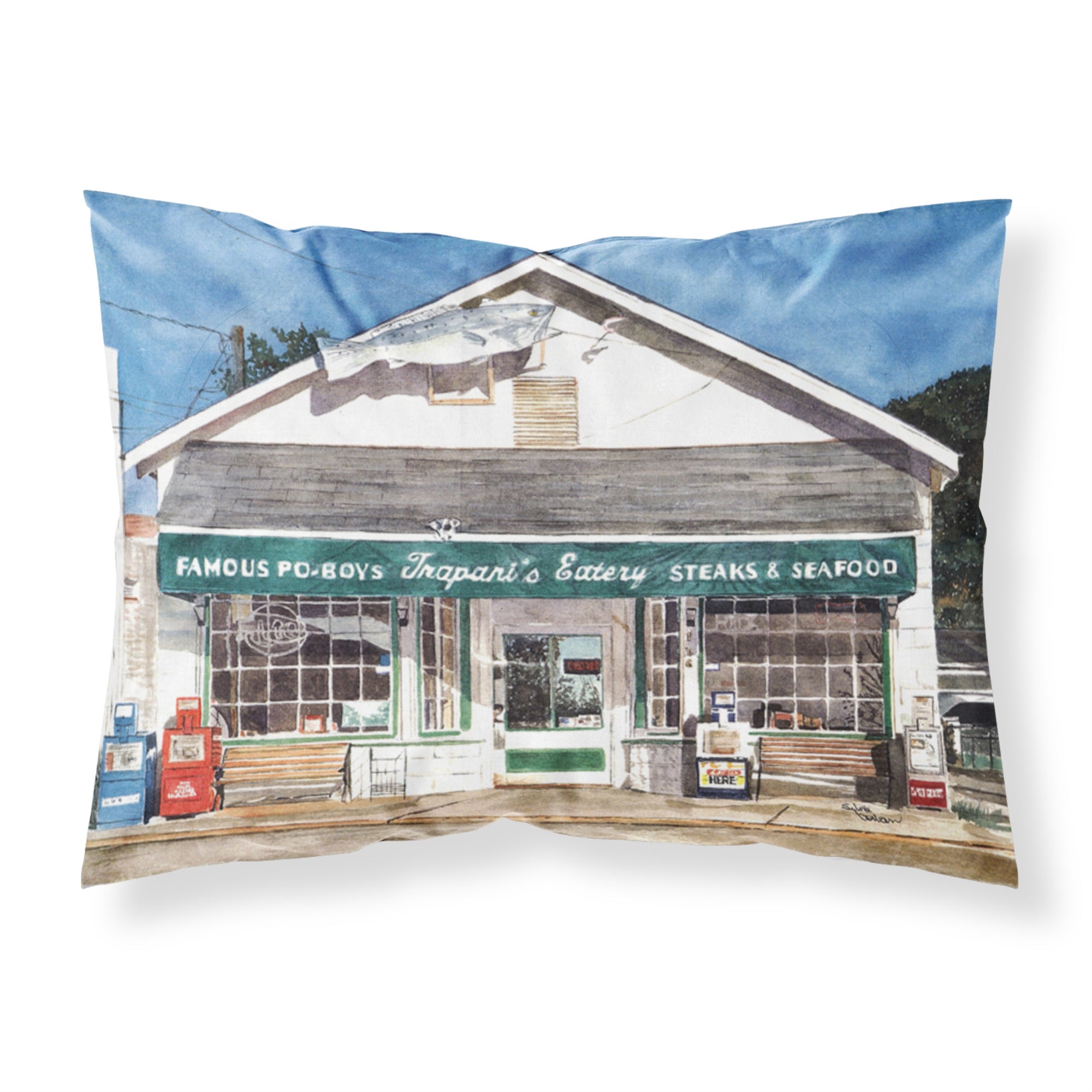 Caroline'S Treasures 8109Pillowcase Trapani'S Eatery Moisture Wicking Fabric Standard Pillowcase, Large, Multicolor