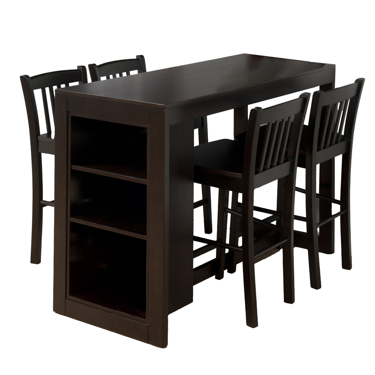 Tribeca Five Piece Counter Height 48' Contemporary Dining Set With Cross-Back Barstools And Storage