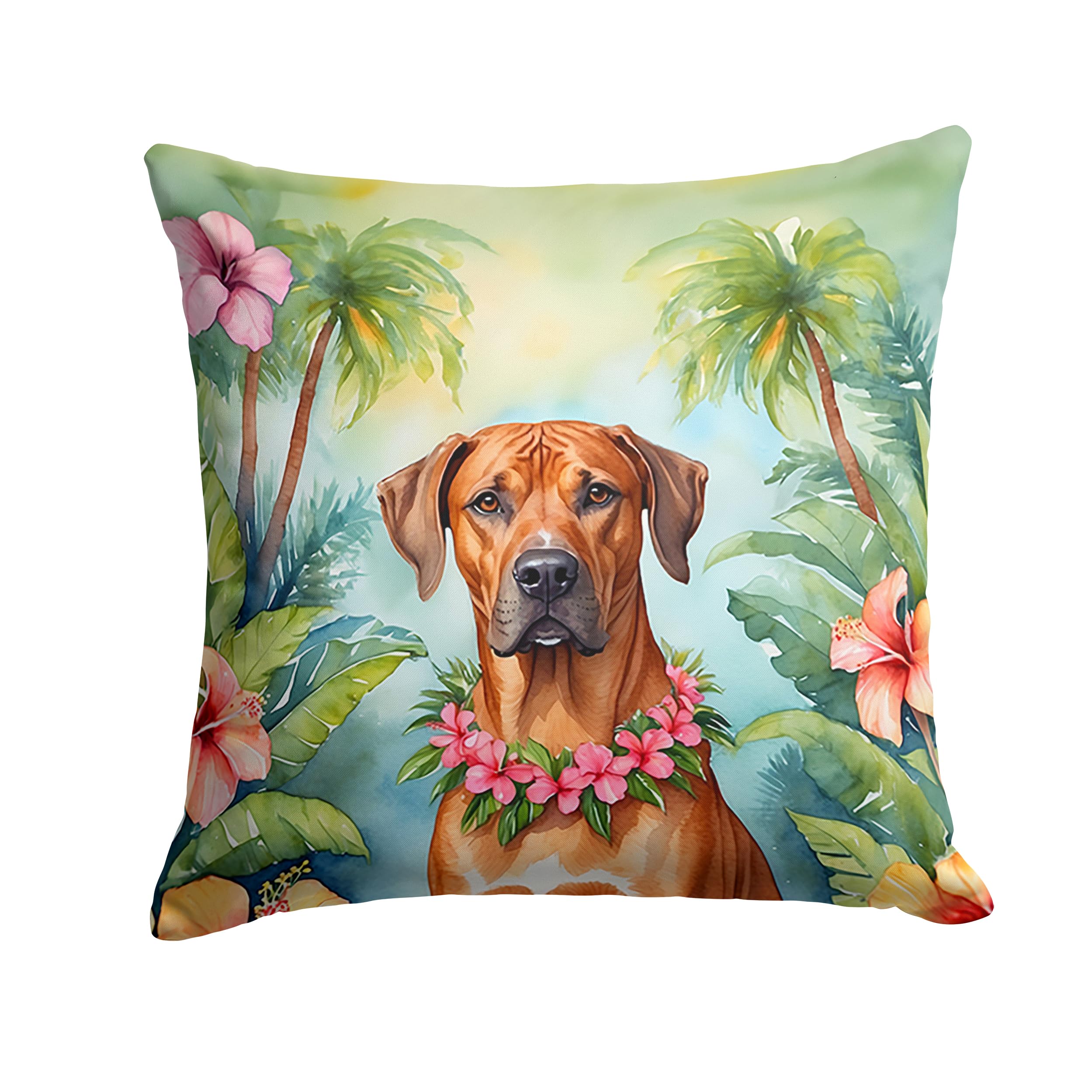 Carolines Treasures Luau Party Decorative Throw Pillow, 18Hx18W, Rhodesian Ridgeback 6507