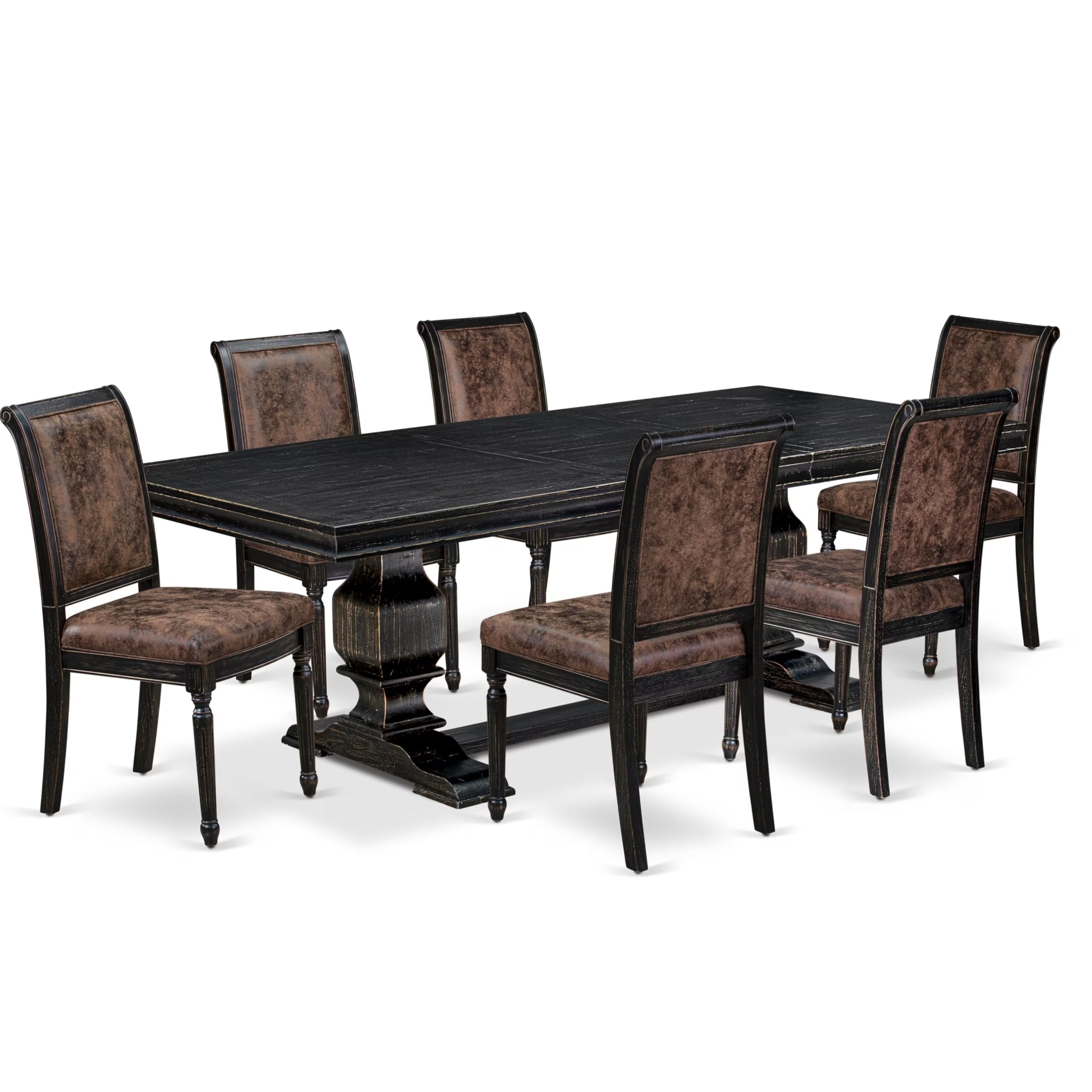 7 piece Kitchen Table Set consists of a Dining Table and 6 Dining Chairs