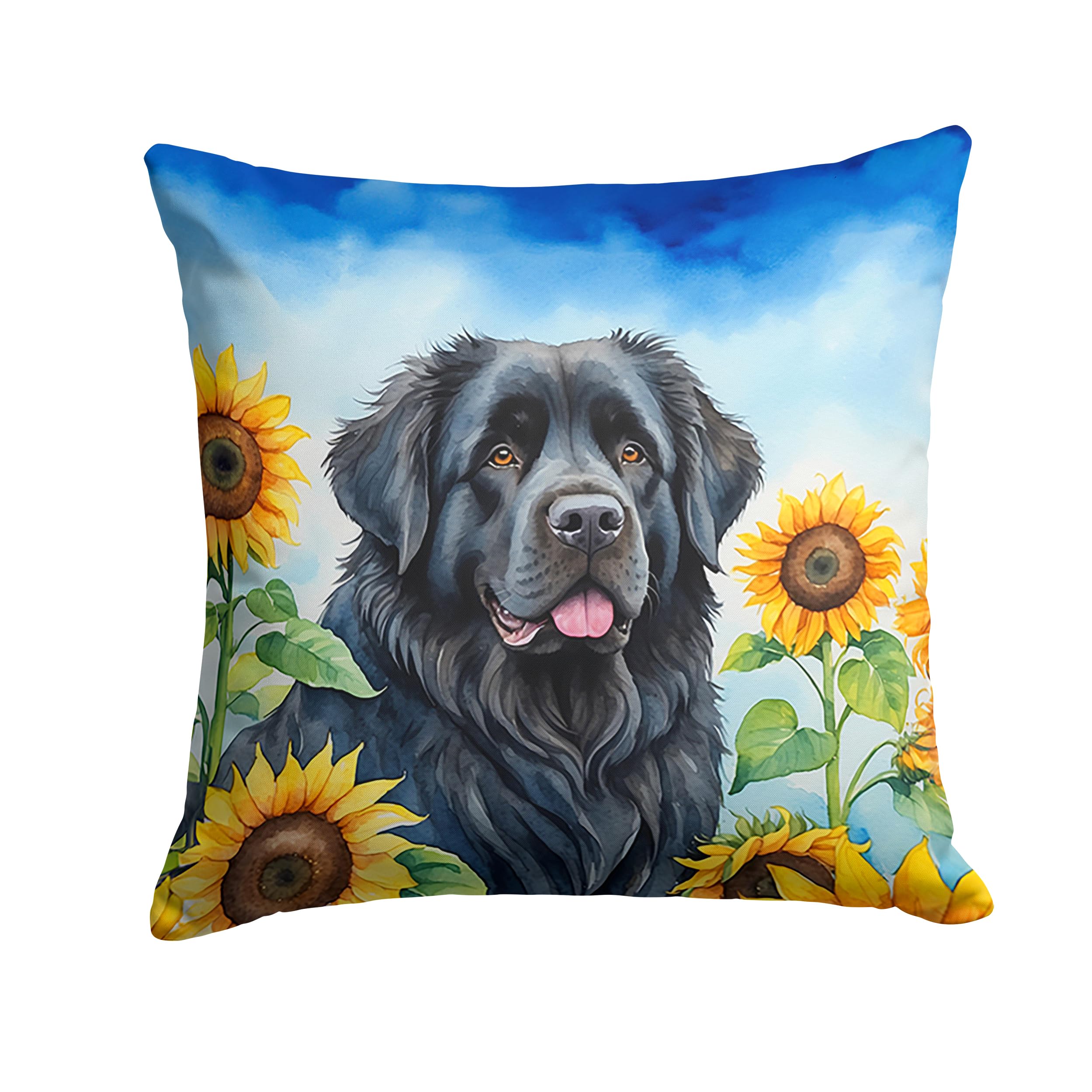 Carolines Treasures in Sunflowers Throw Pillow, 18Hx18W, Newfoundland 6123