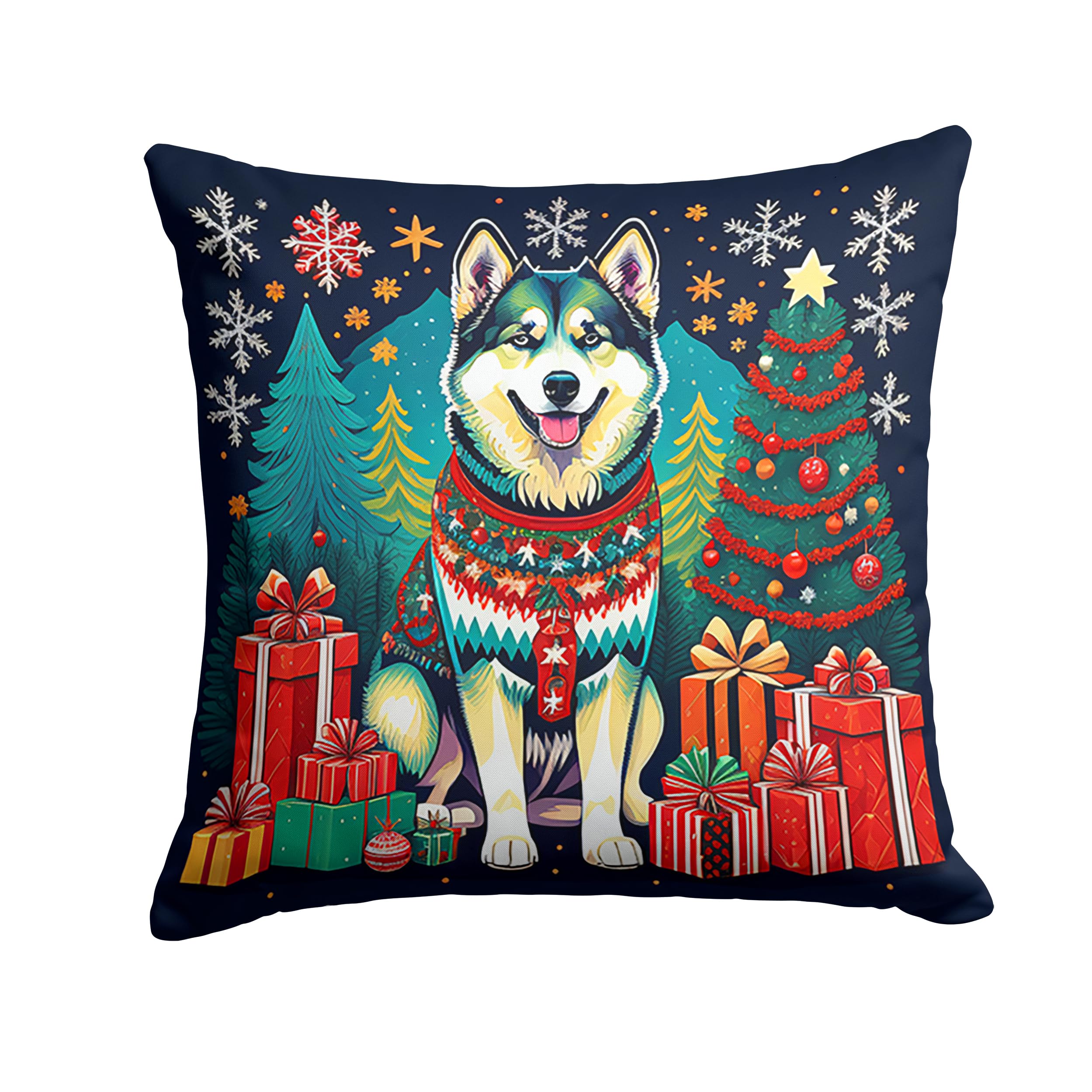 Alaskan Malamute Christmas Throw Pillow