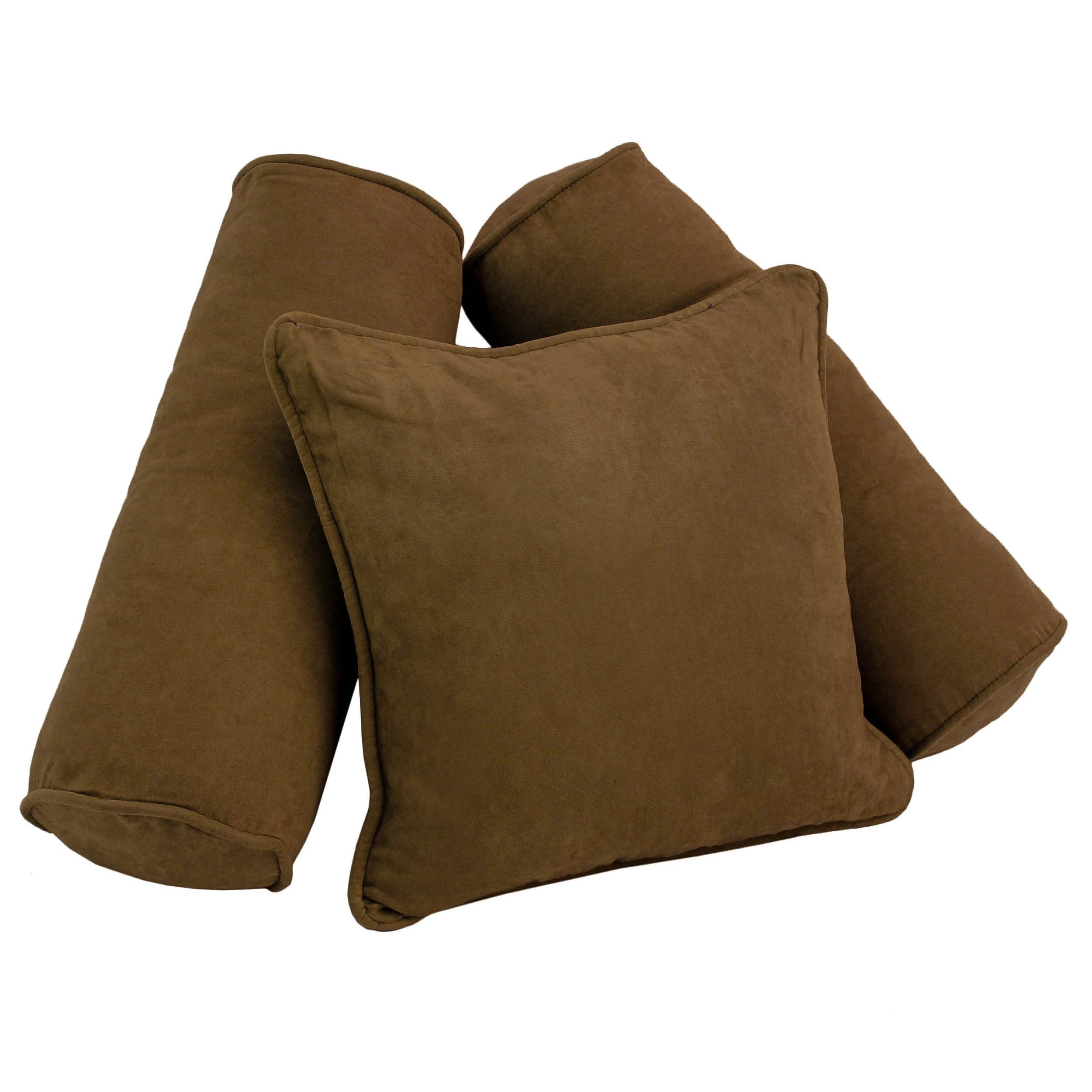 Double-corded Solid Microsuede Throw Pillows with Inserts (Set of 3) - Chocolate