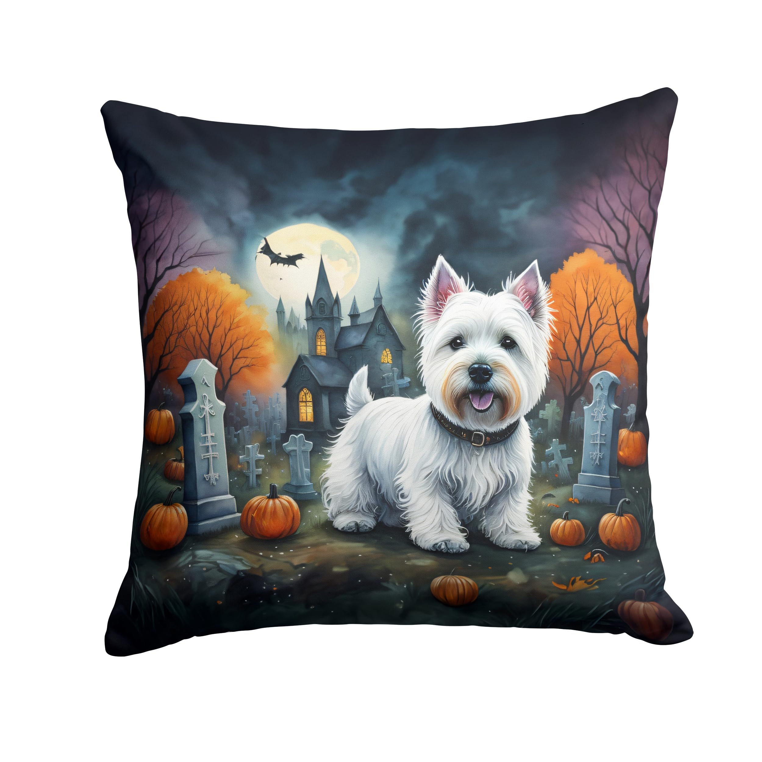 Westie Spooky Halloween Throw Pillow