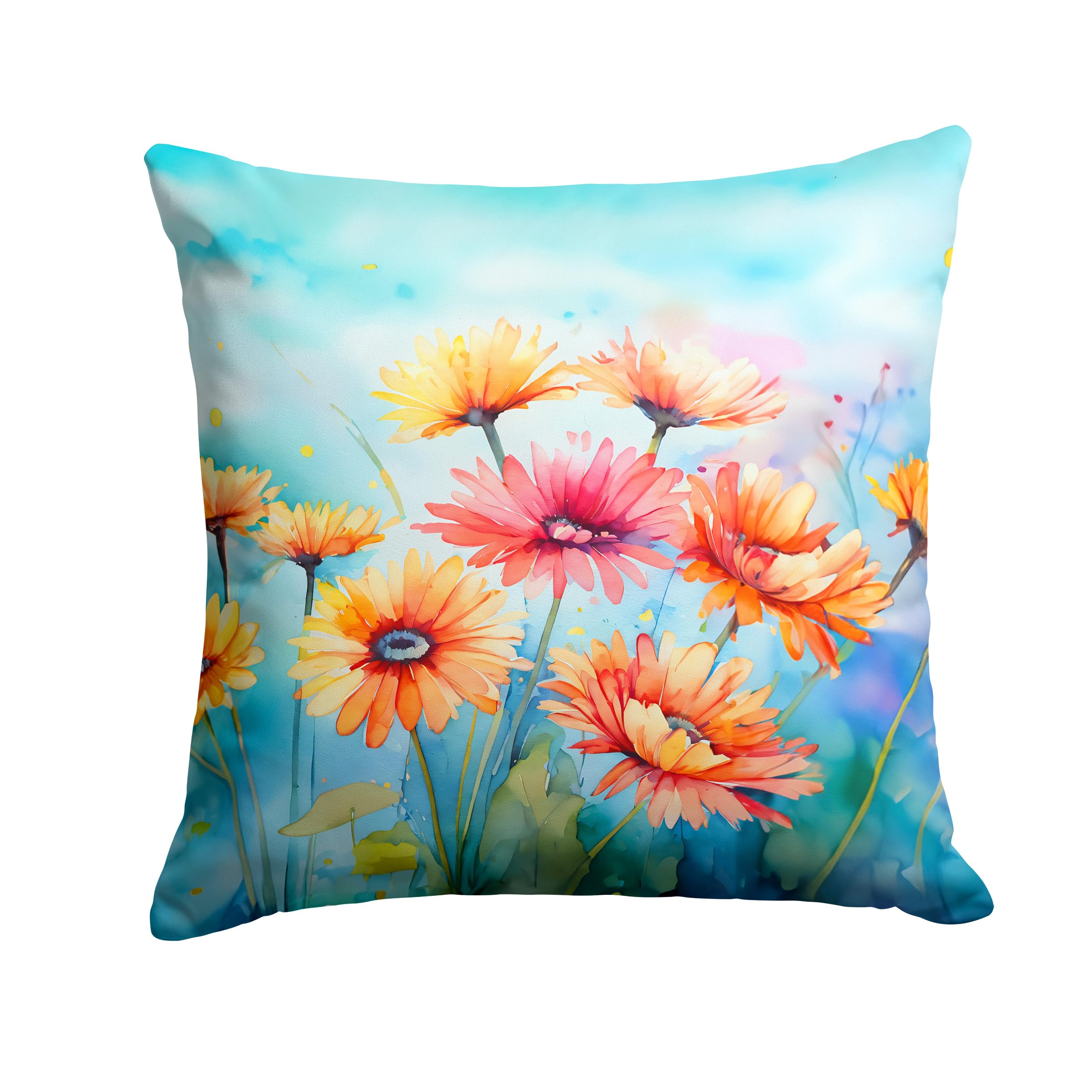 Gerbera Daisies in Watercolor Throw Pillow