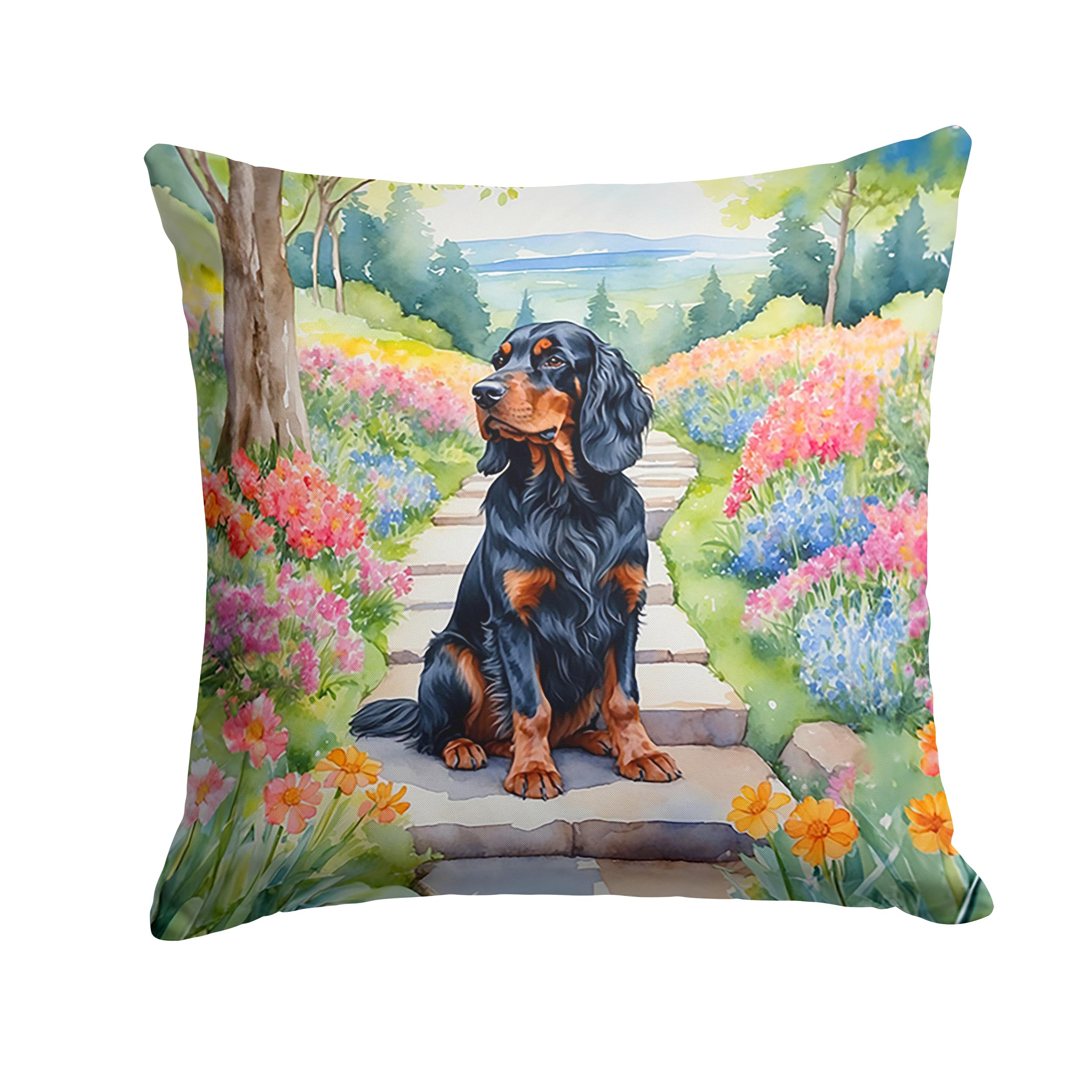 Gordon Setter Spring Path Throw Pillow
