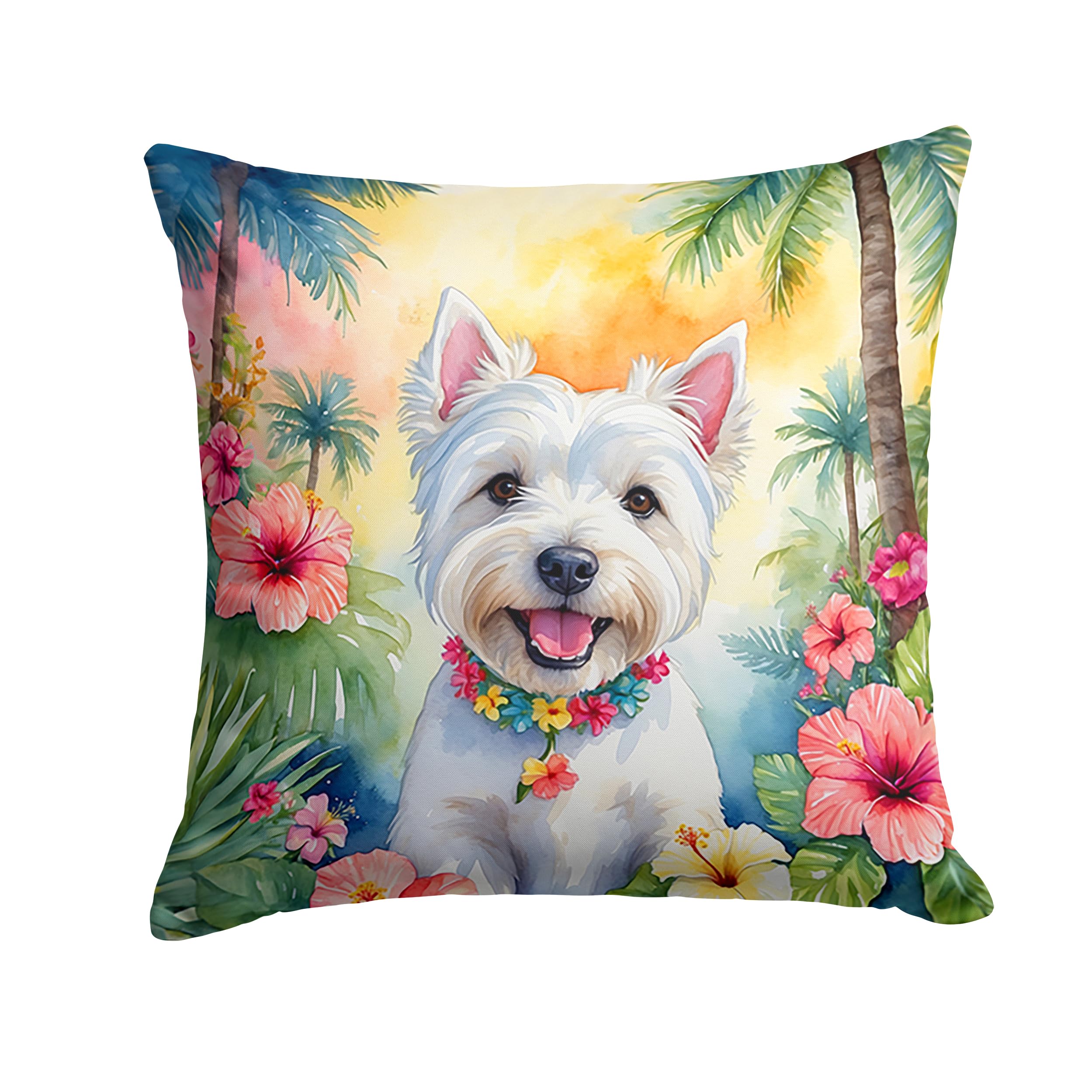 Westie Luau Throw Pillow
