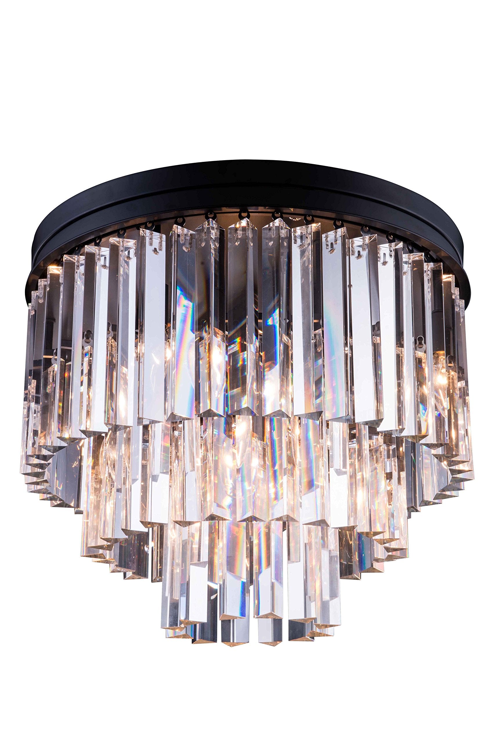 Sydney 9 light Matte Black Flush Mount Clear Royal Cut Crystal