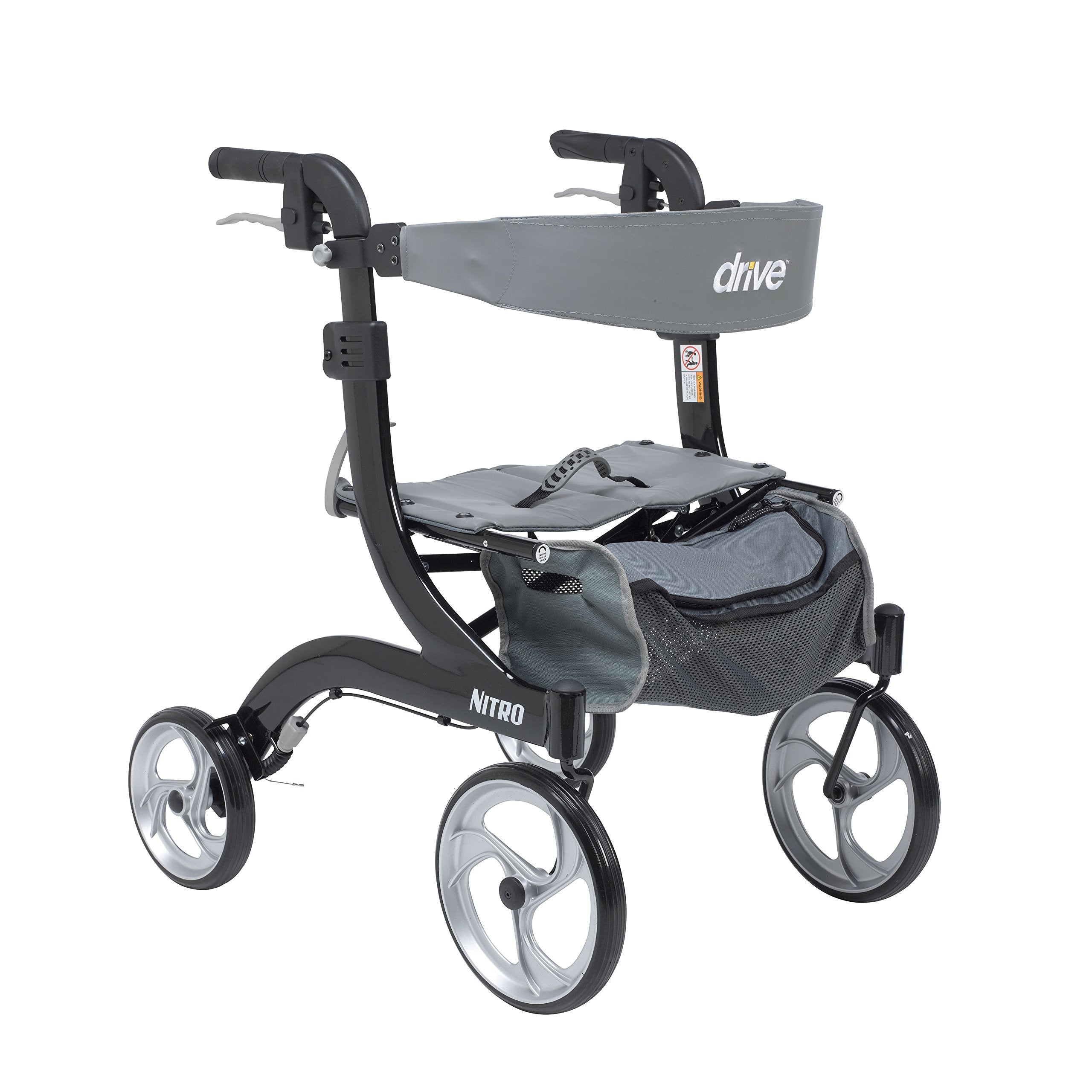 Drive Medical RTL10266BK-H Nitro Euro Style Walker Rollator, Hemi Height, Black