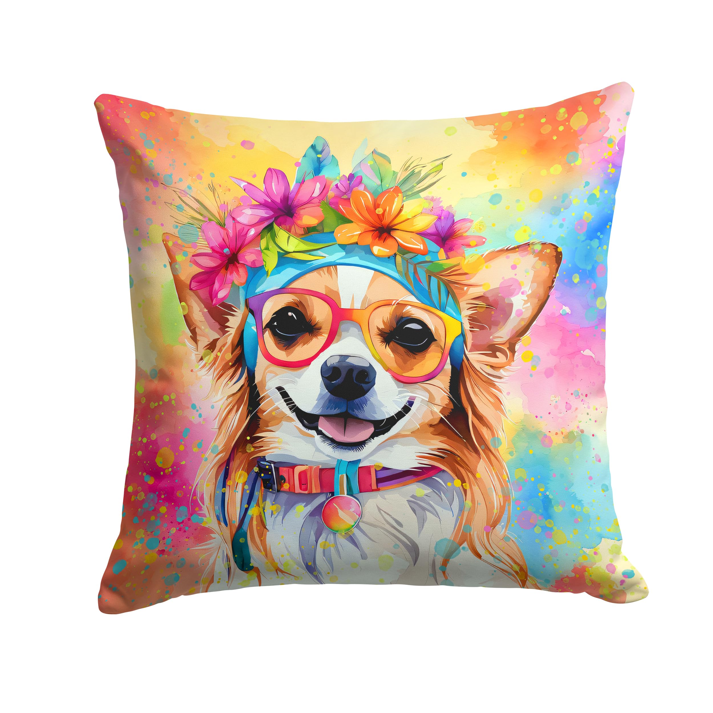 Chihuahua Hippie Dawg Throw Pillow
