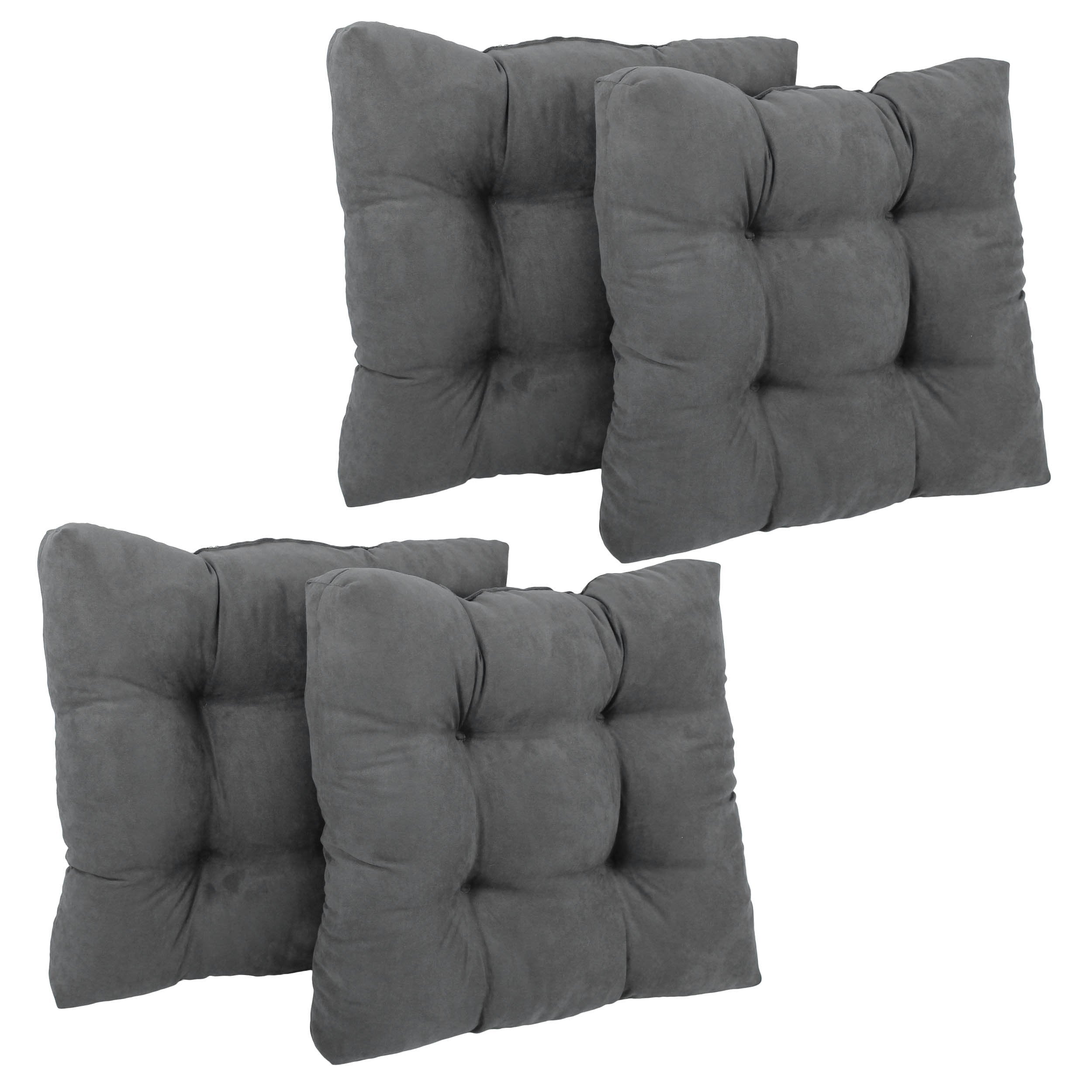 19-inch Squared Microsuede Tufted Dining Chair Cushion (Set of Four) - Grey