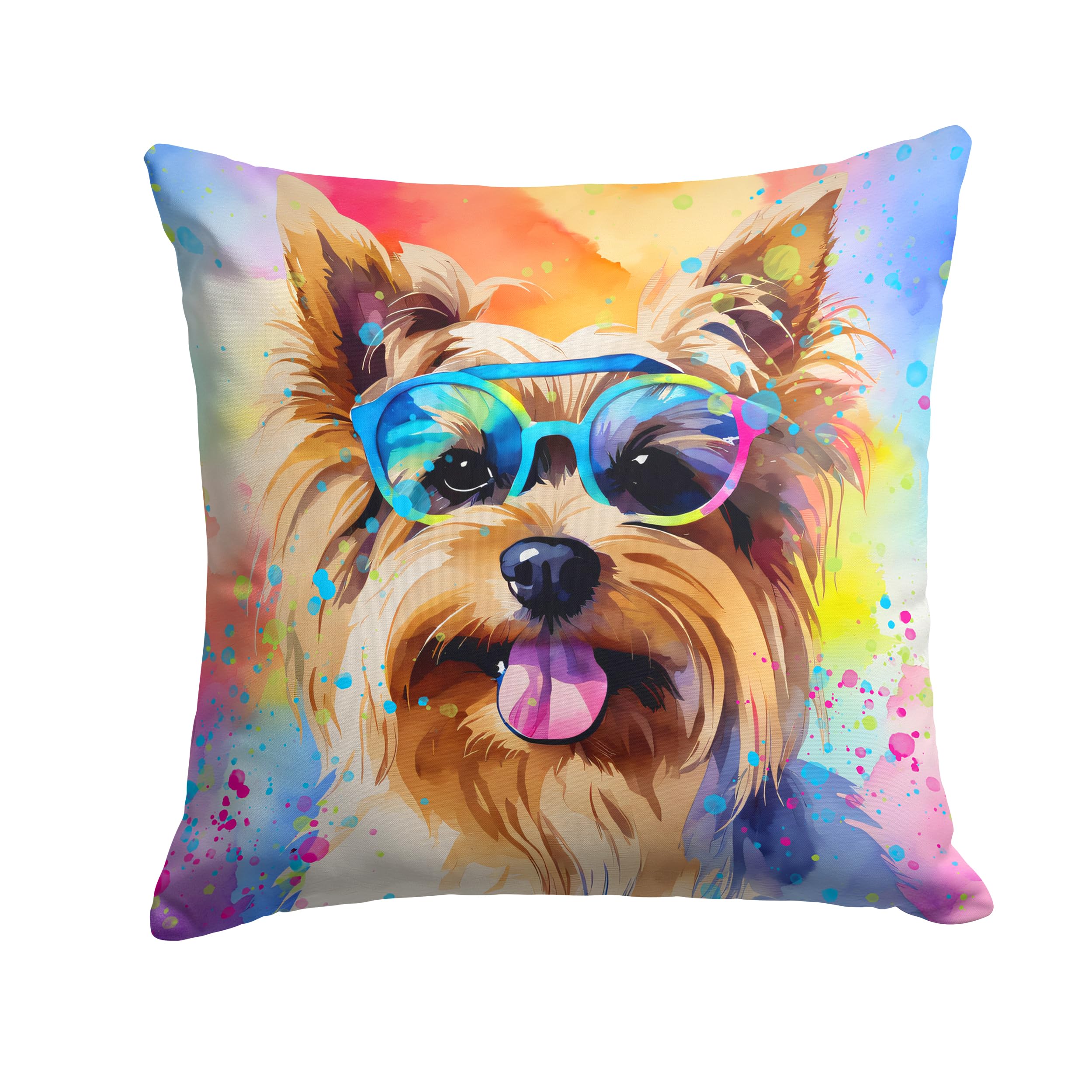 Yorkshire Terrier Hippie Dawg Throw Pillow
