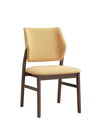 ACME Sarha Side Chair (Set-2), Yellow Linen & Walnut Finish