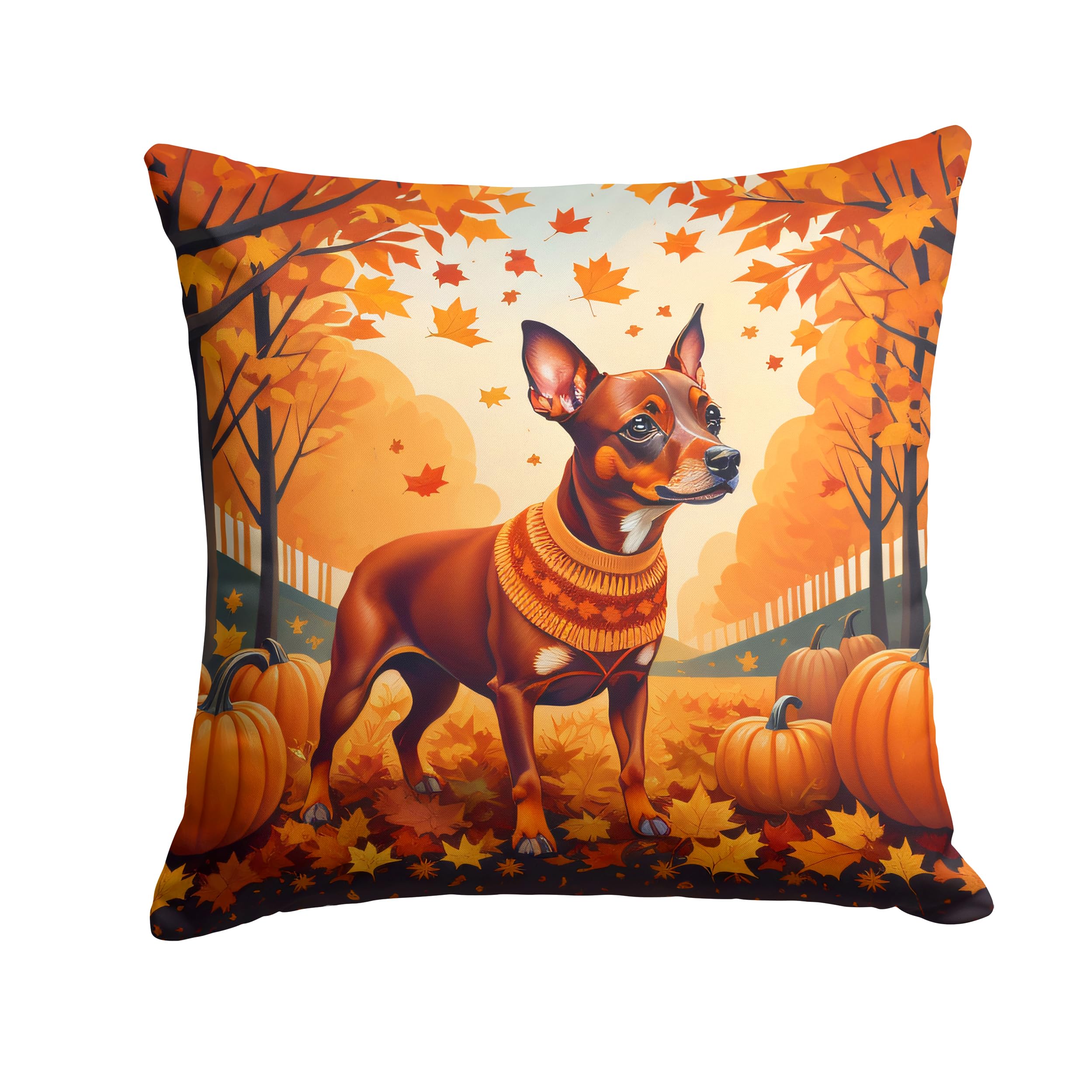 Red Miniature Pinscher Fall Throw Pillow