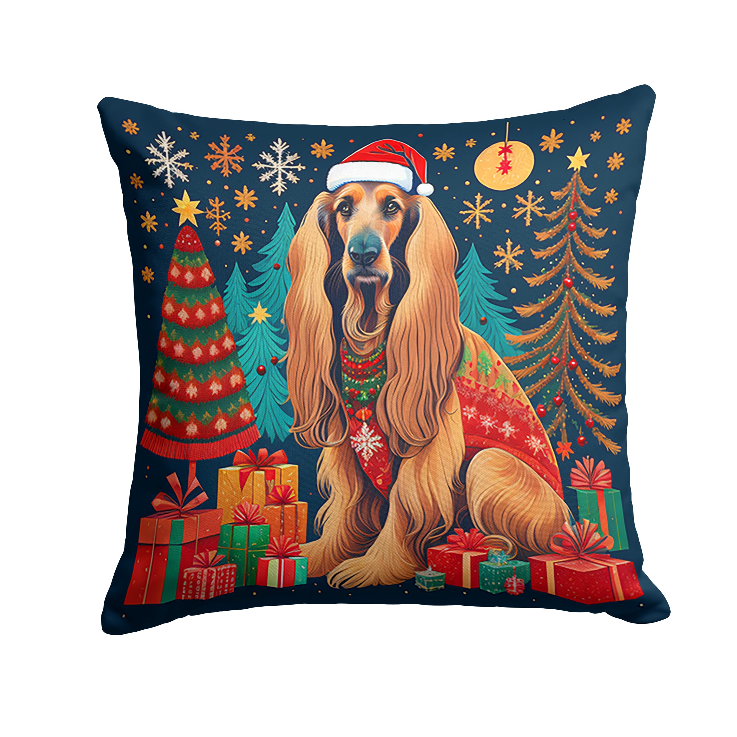 Afghan Hound Christmas Throw Pillow