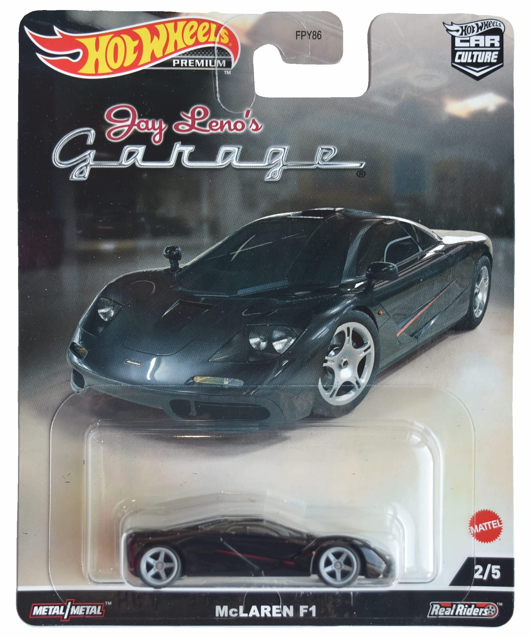McLaren F1 Black with Red Stripes Jay Leno Garage Diecast Model Car by Hot Wheels