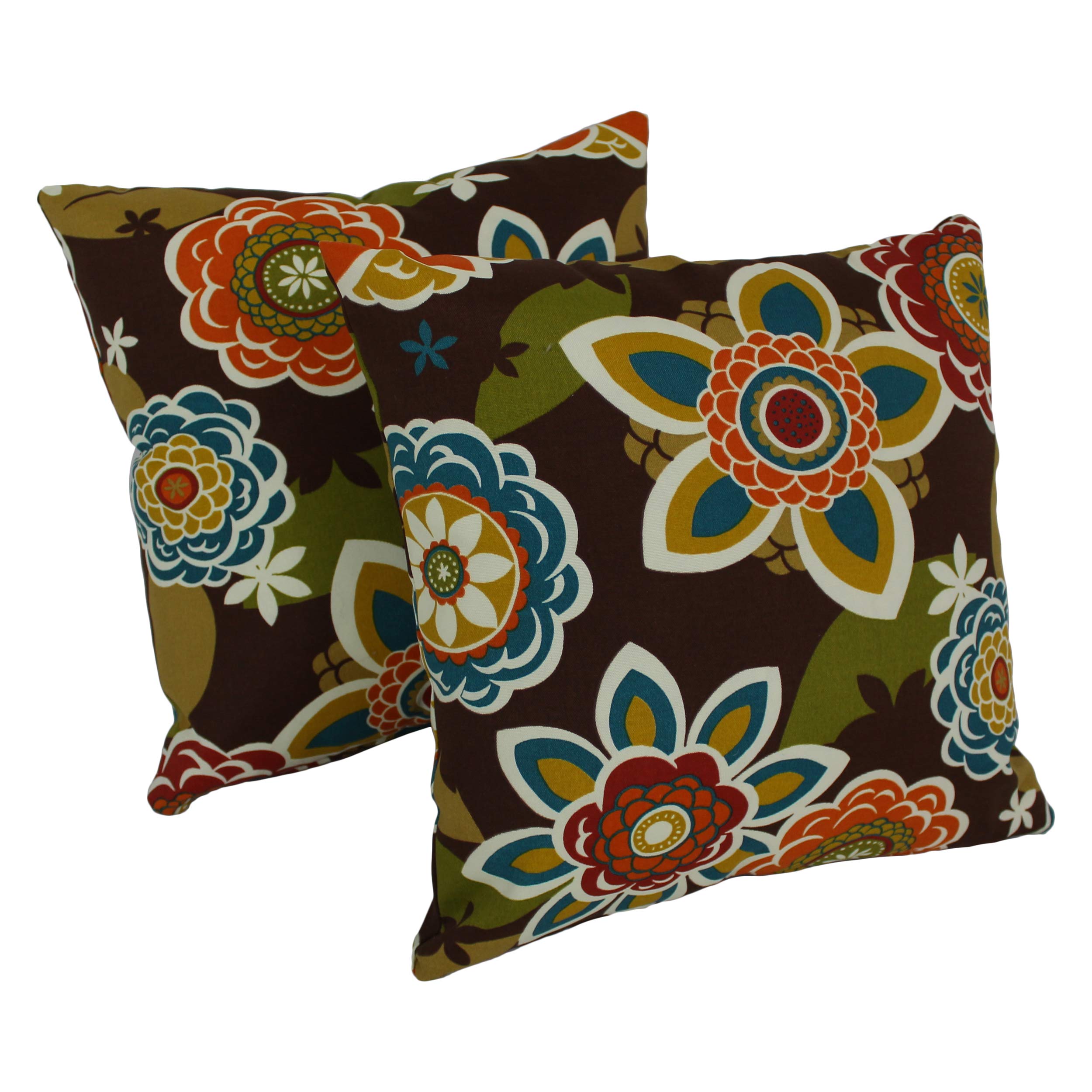 Blazing Needles 17-inch Outdoor Knife Edge Throw Pillows (Set of 2) - Annie Chocolate