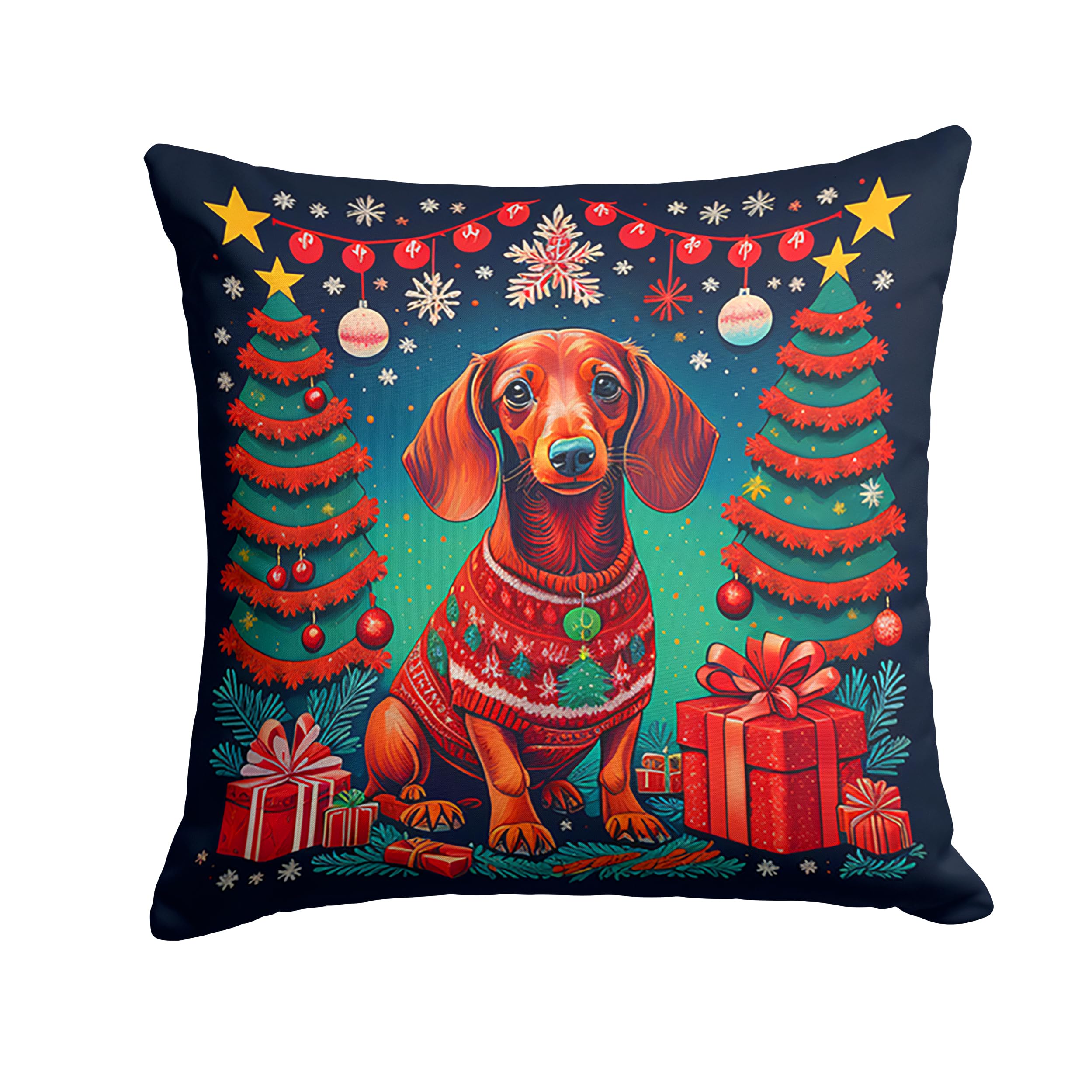 Dachshund Christmas Throw Pillow
