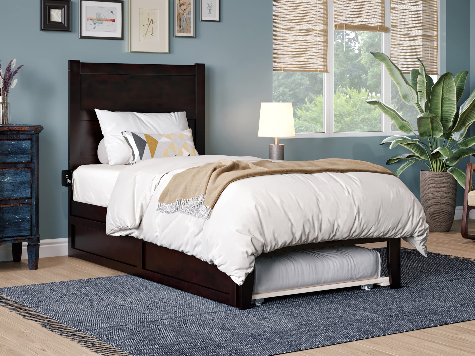NoHo Twin Platform Bed with Twin Trundle in Espresso