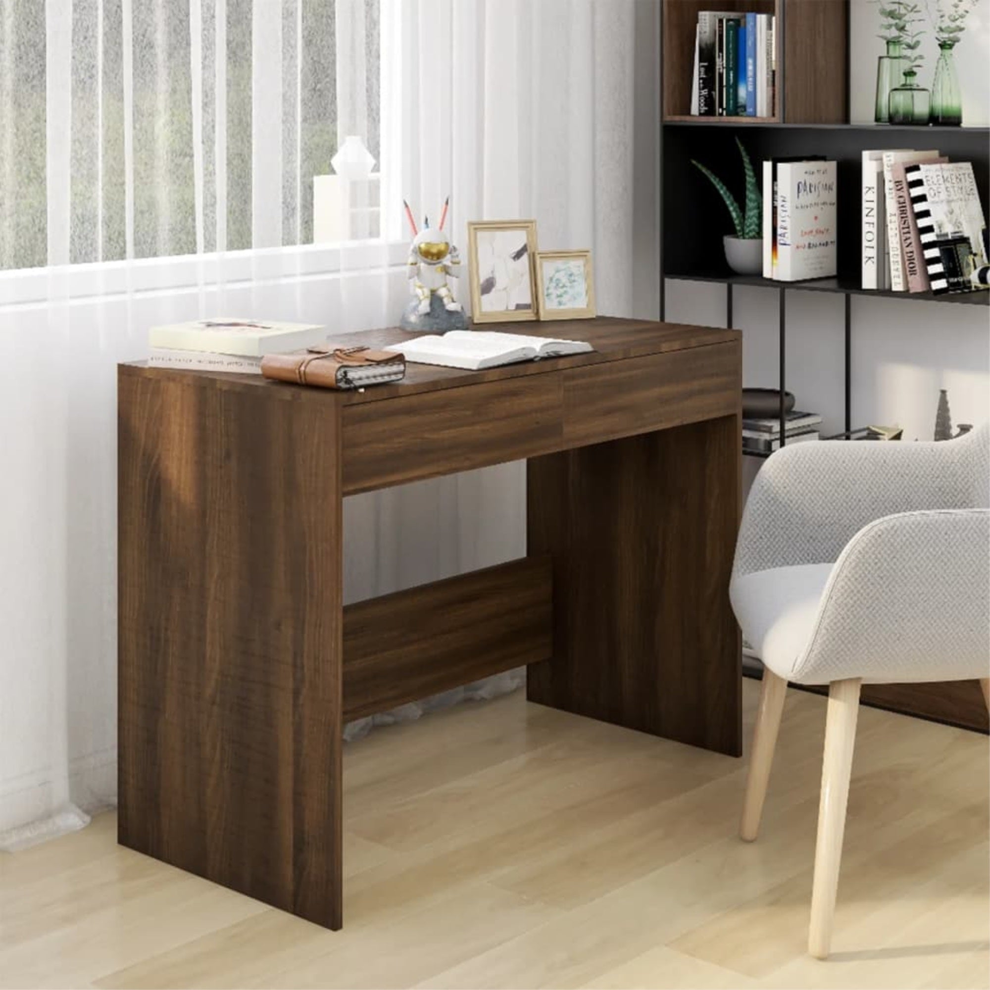 Vidaxl Desk Brown Oak 39.8'X19.7'X30.1' Chipboard