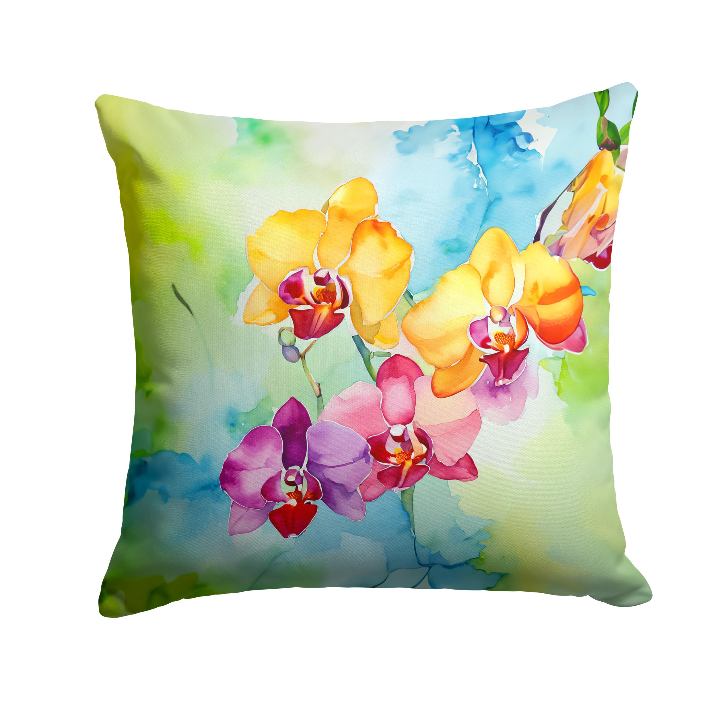 Orchids in Watercolor Throw Pillow