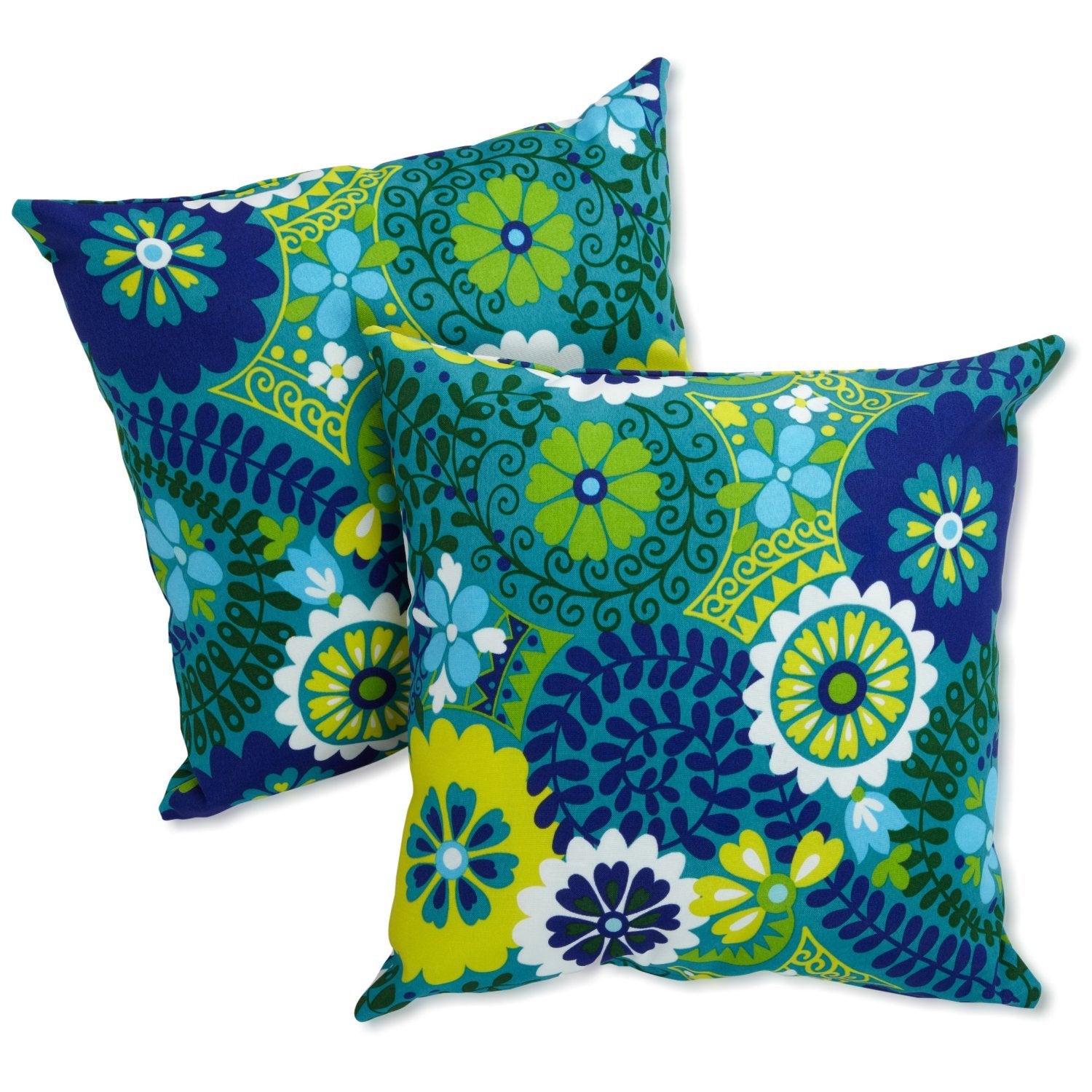 Blazing Needles 17-inch Outdoor Knife Edge Throw Pillows (Set of 2) - Luxury Azure