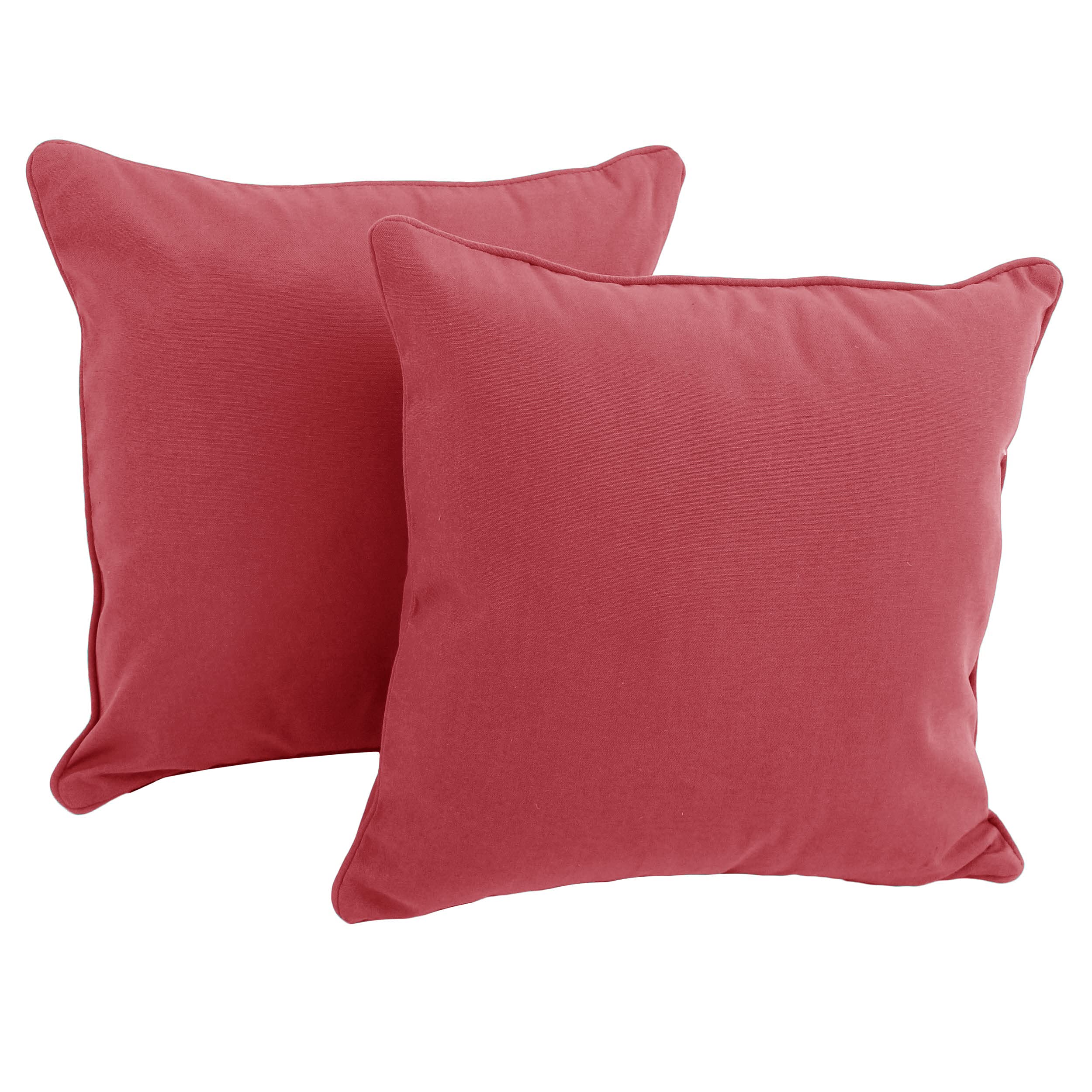 18-inch Double-corded Solid Twill Square Throw Pillows with Inserts (Set of 2) - Bery Berry