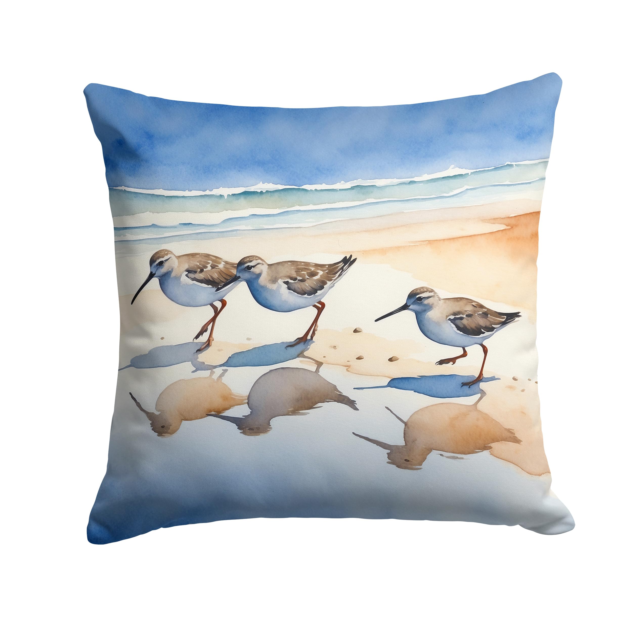 Carolines Treasures Sandpipers Throw Pillow Machine Washable, Indoor Outdoor Decorative Pillow for Couch, Bed or Patio, 18Hx18W