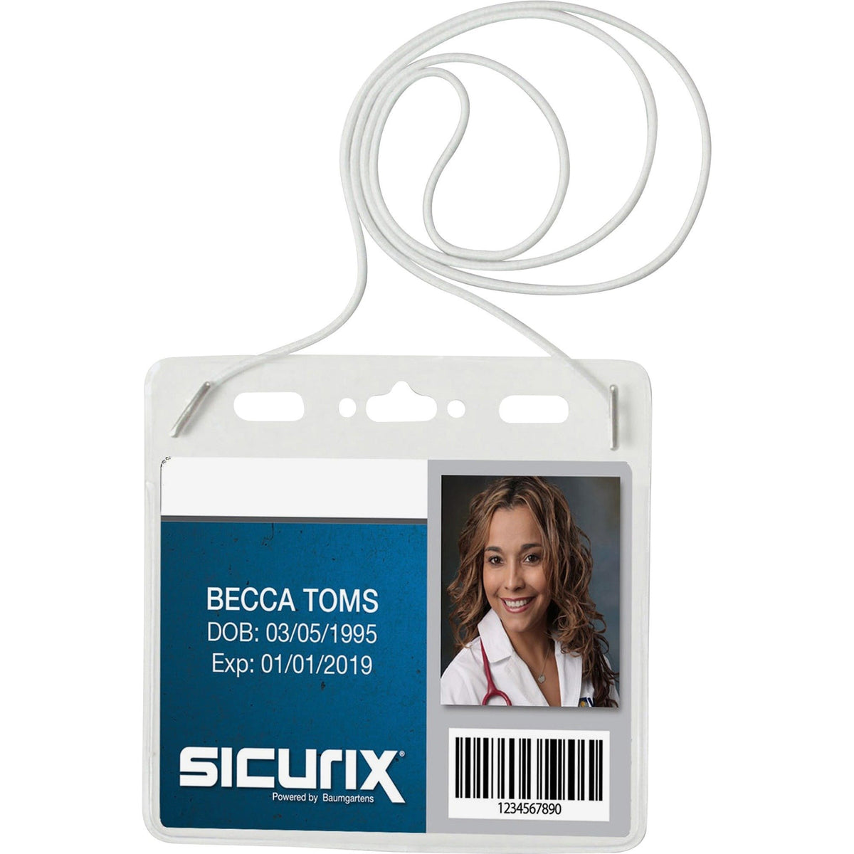 Bau67838 - Baumgartens Plastic Badge Holder With Elastic Neckcord