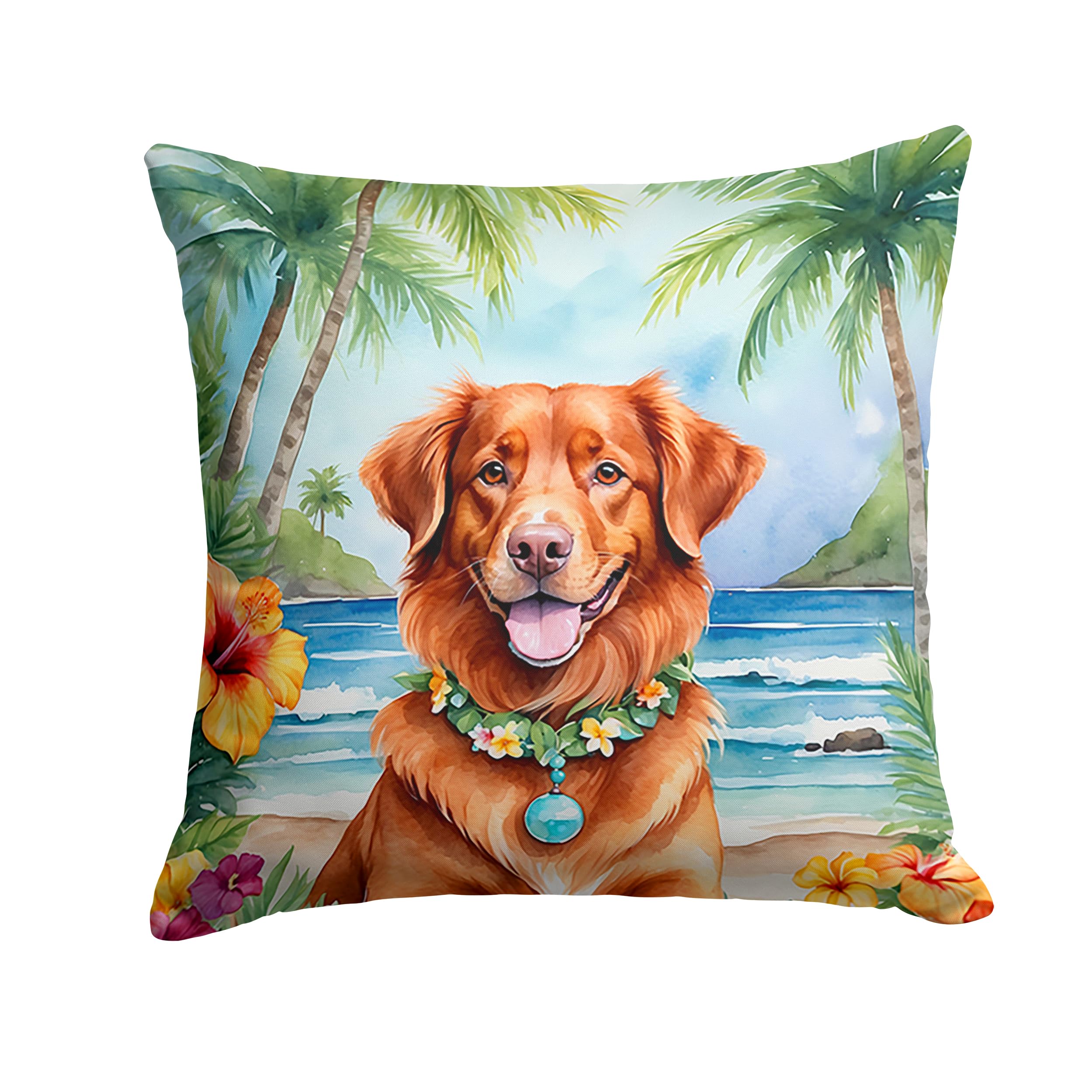 Nova Scotia Duck Tolling Retriever Luau Throw Pillow