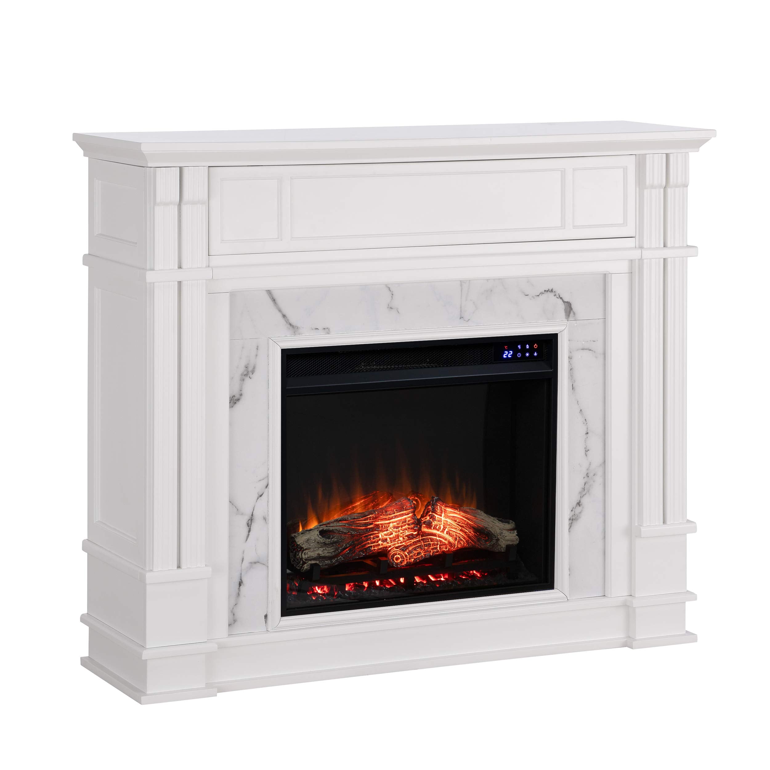 Highgate Faux Stone Electric Media Fireplace - Whiskey Maple