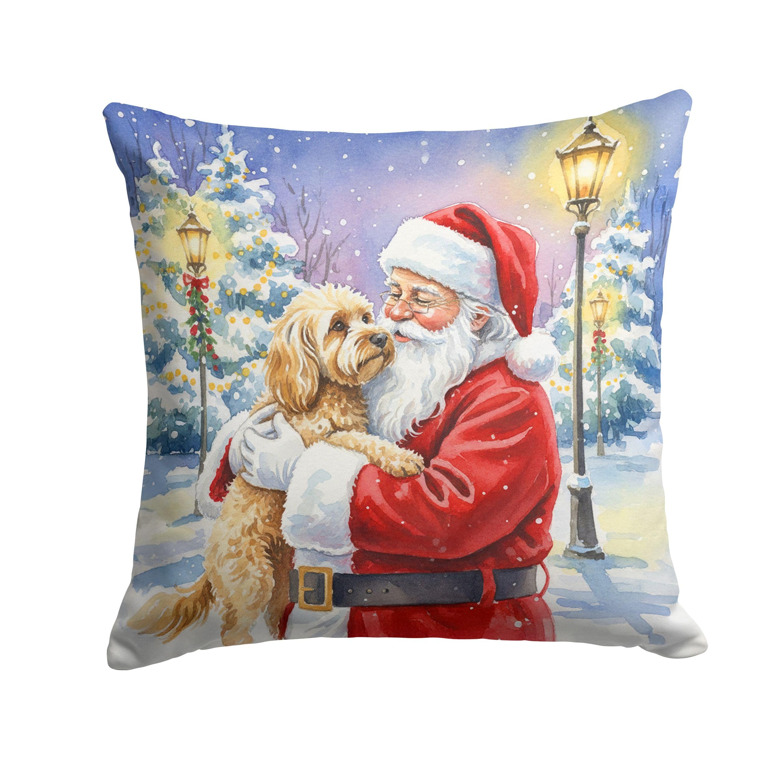 Carolines Treasures Cockapoo with Santa Claus Throw Pillow Decorative Indoor Outdoor Accent Cushion for Couch, Bed or Patio, 18Hx18W