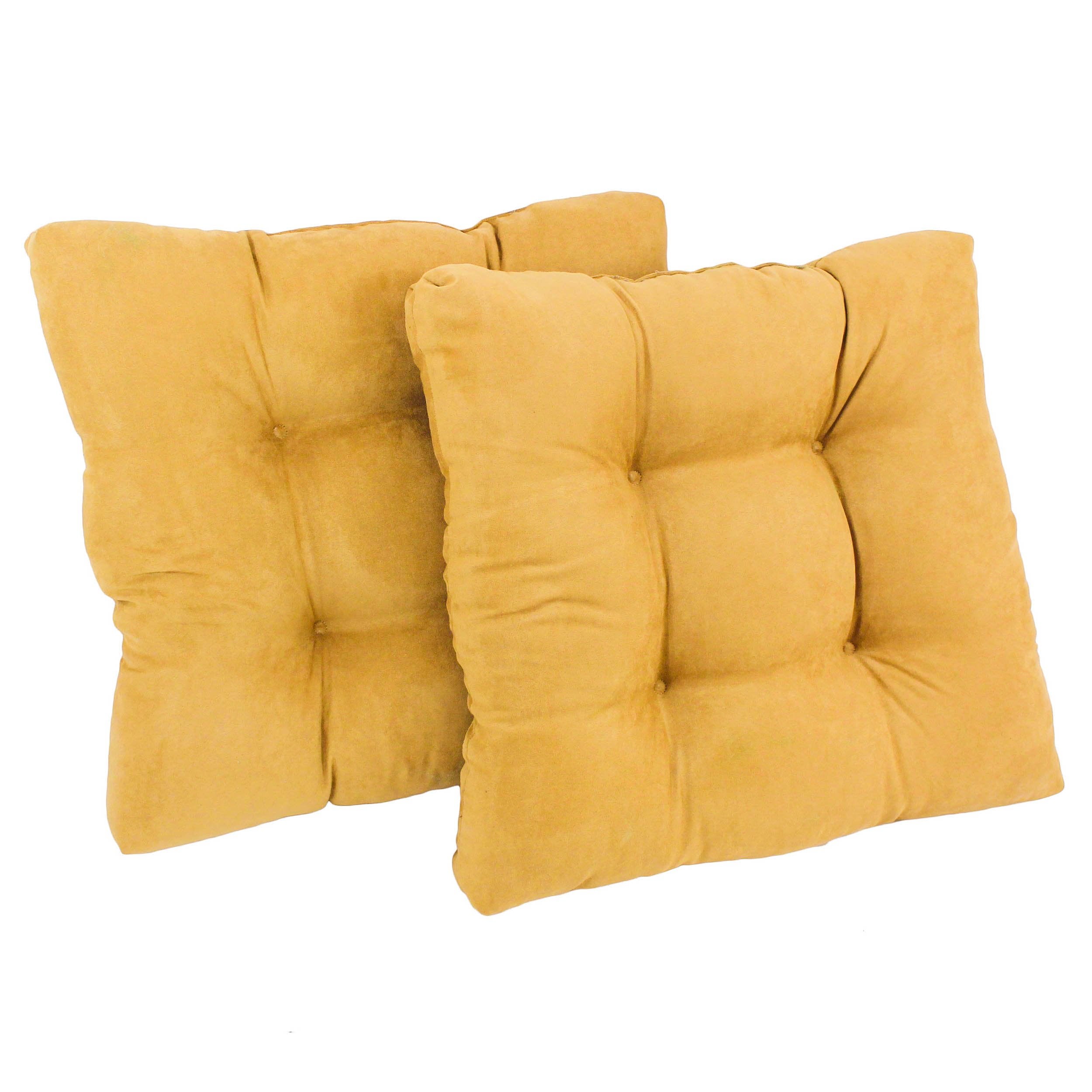 19-inch Squared Microsuede Tufted Dining Chair Cushion (Set of Two) - Lemon