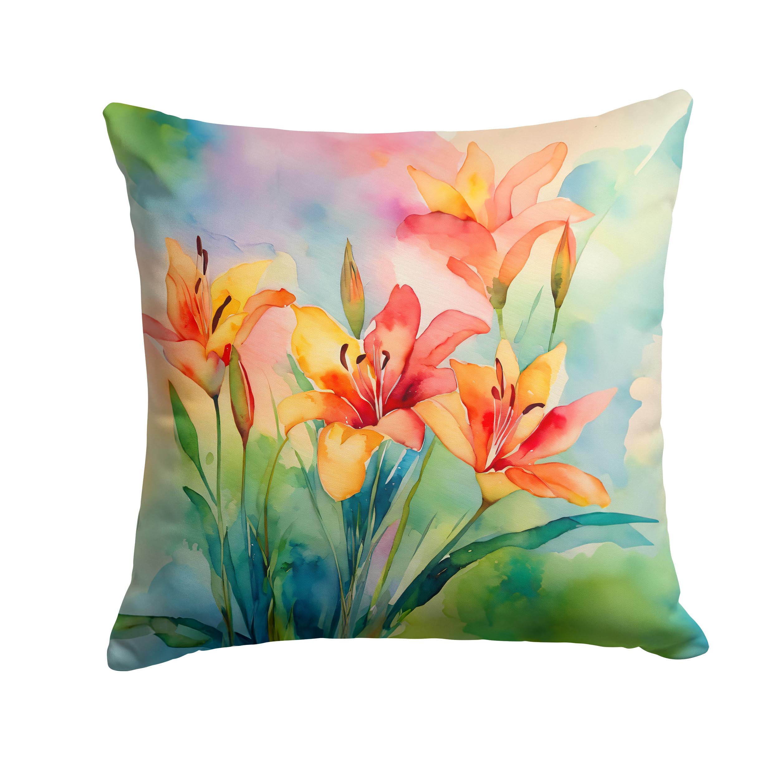 Lilies in Watercolor Throw Pillow