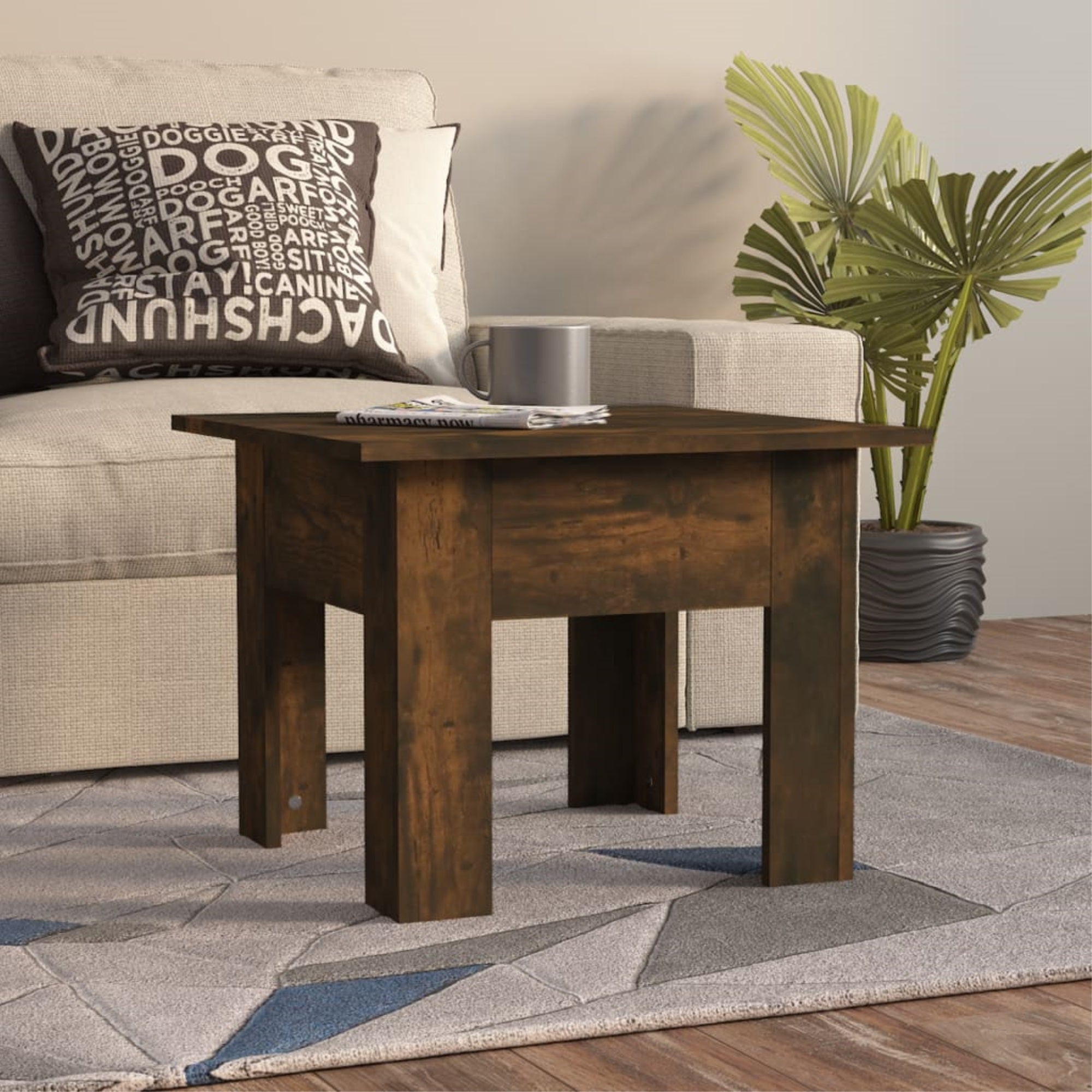 Vidaxl Coffee Table Smoked Oak 21.7'X21.7'X16.5' Chipboard