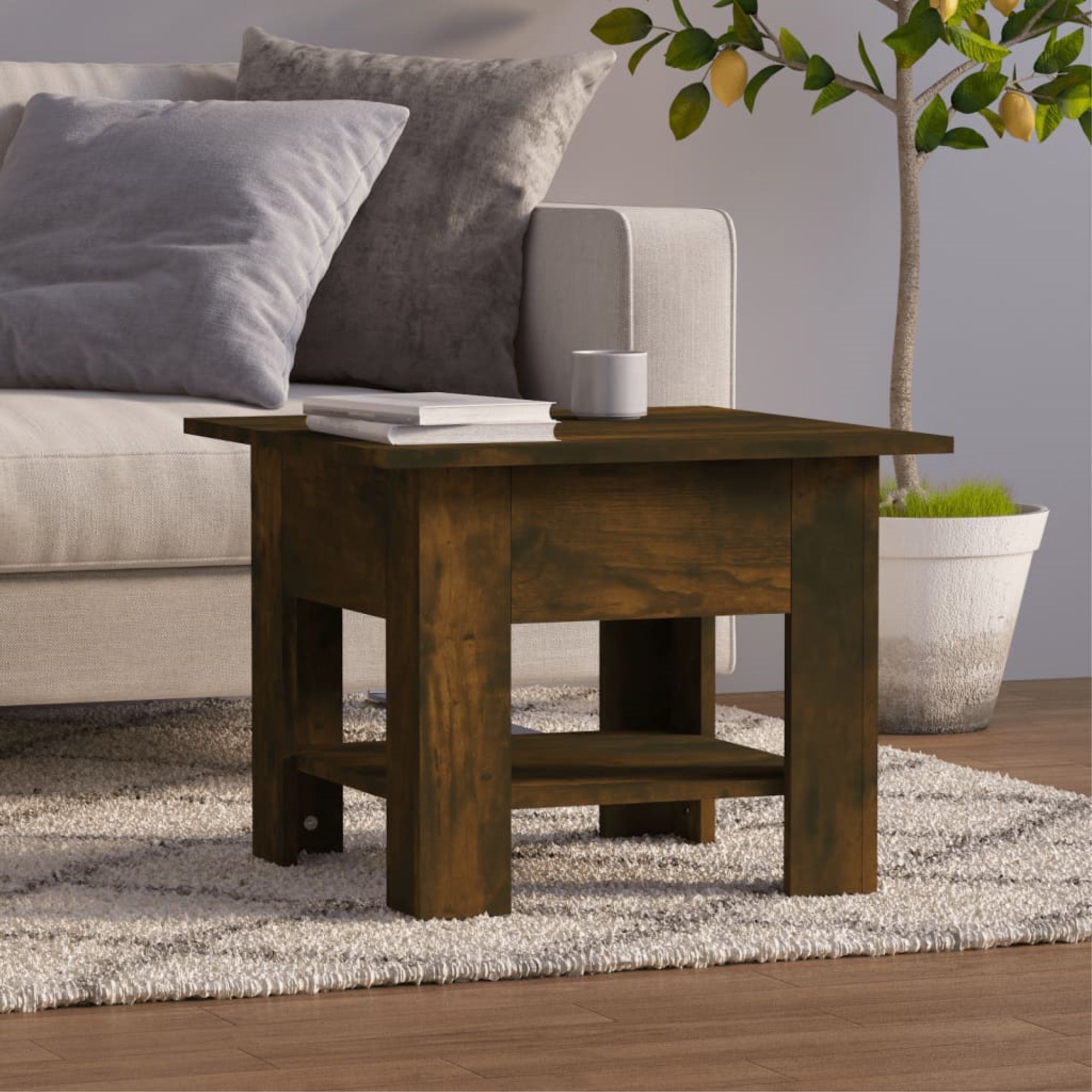 Vidaxl Coffee Table Smoked Oak 21.7'X21.7'X21.7' Chipboard
