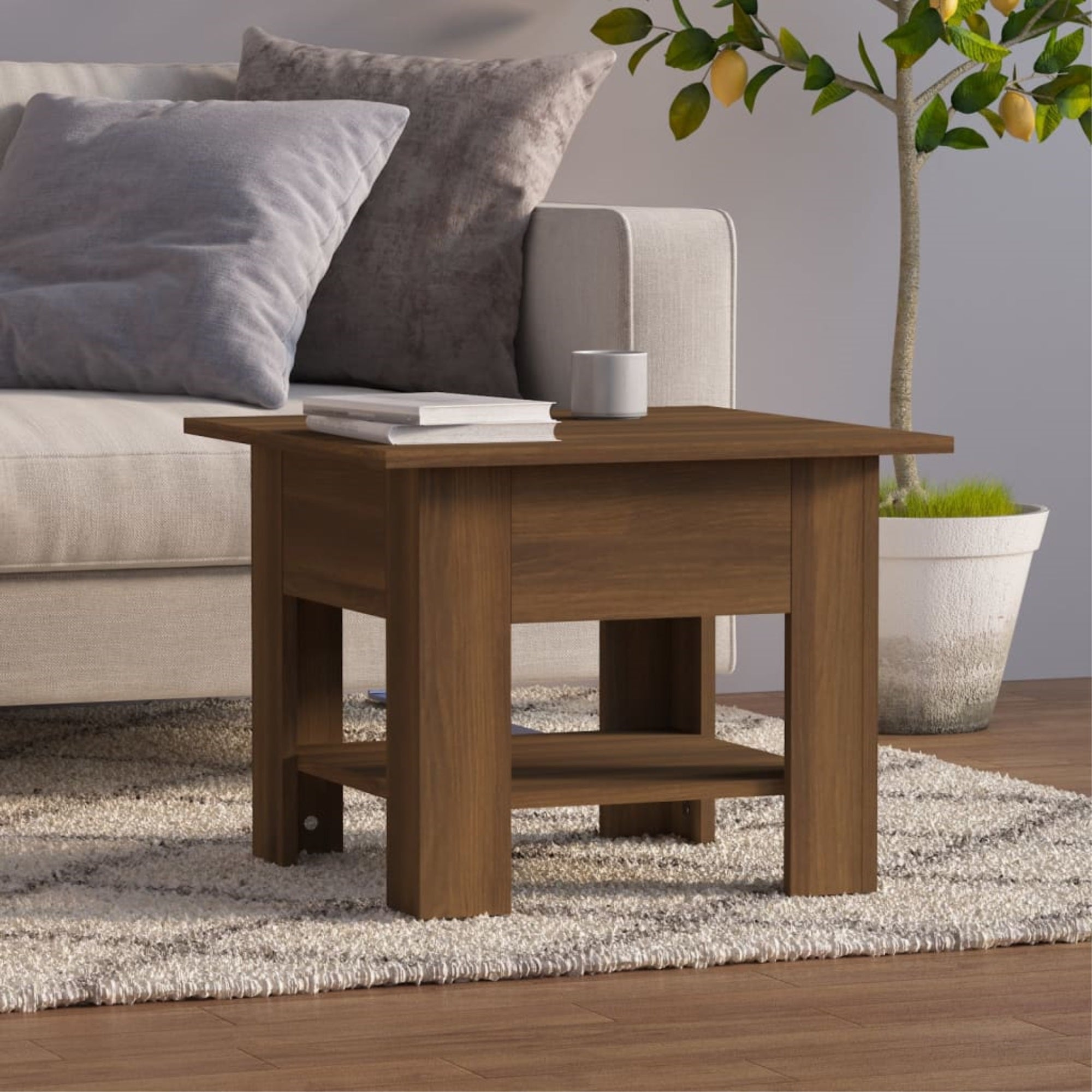 Vidaxl Coffee Table Brown Oak 21.7'X21.7'X21.7' Chipboard