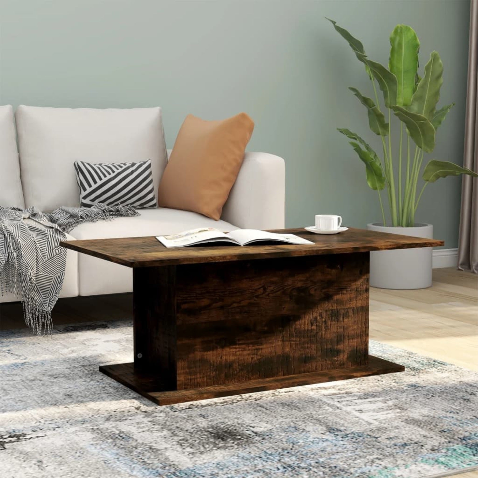 Vidaxl Coffee Table Smoked Oak 40.2'X21.9'X15.7' Chipboard