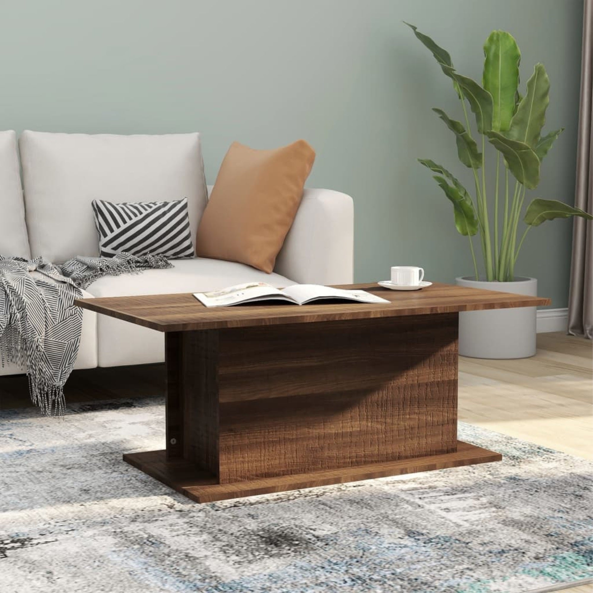Vidaxl Coffee Table Brown Oak 40.2'X21.9'X15.7' Chipboard